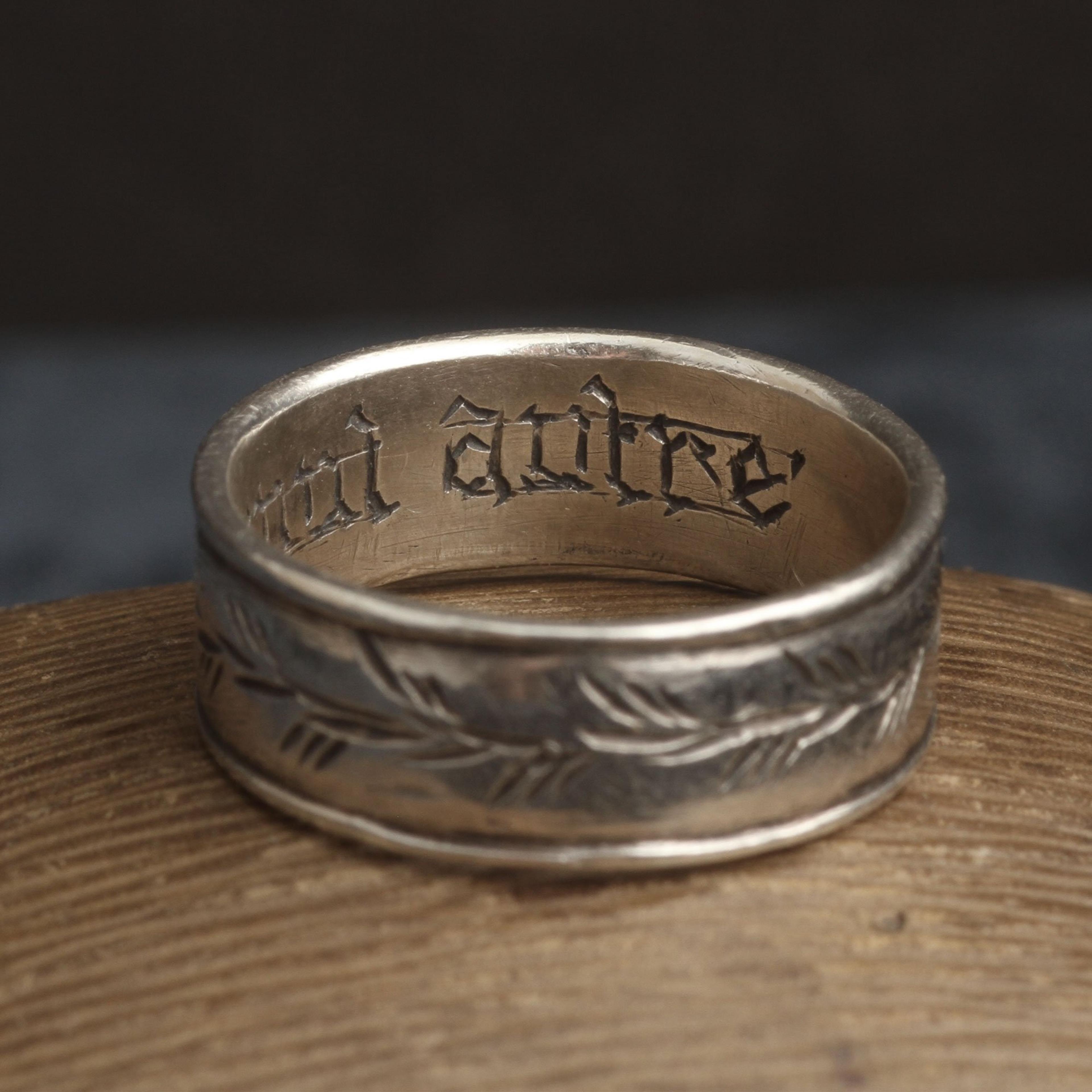 Detail of "Nul Autre" Silver Poesy Ring