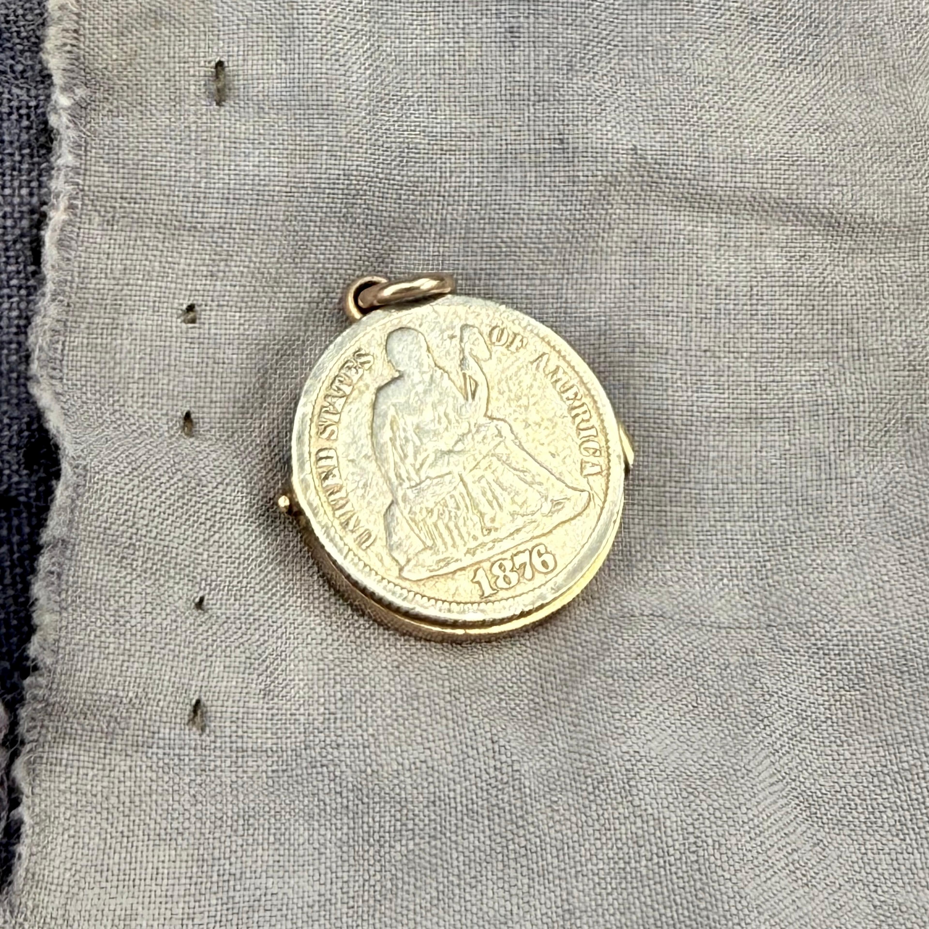 1876 Dime Locket in Gold