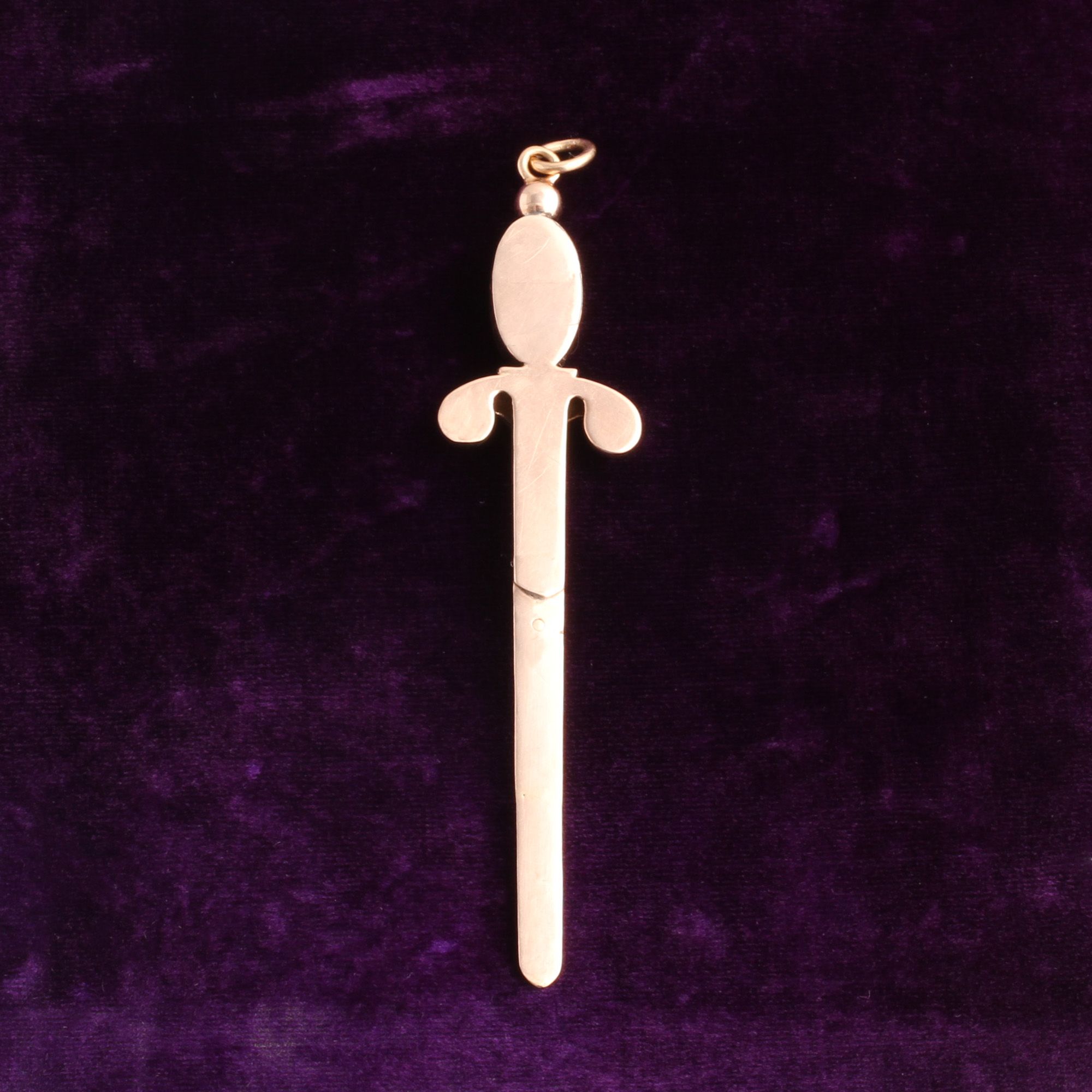 Victorian Sword Charm with Gold Quartz Cabochon