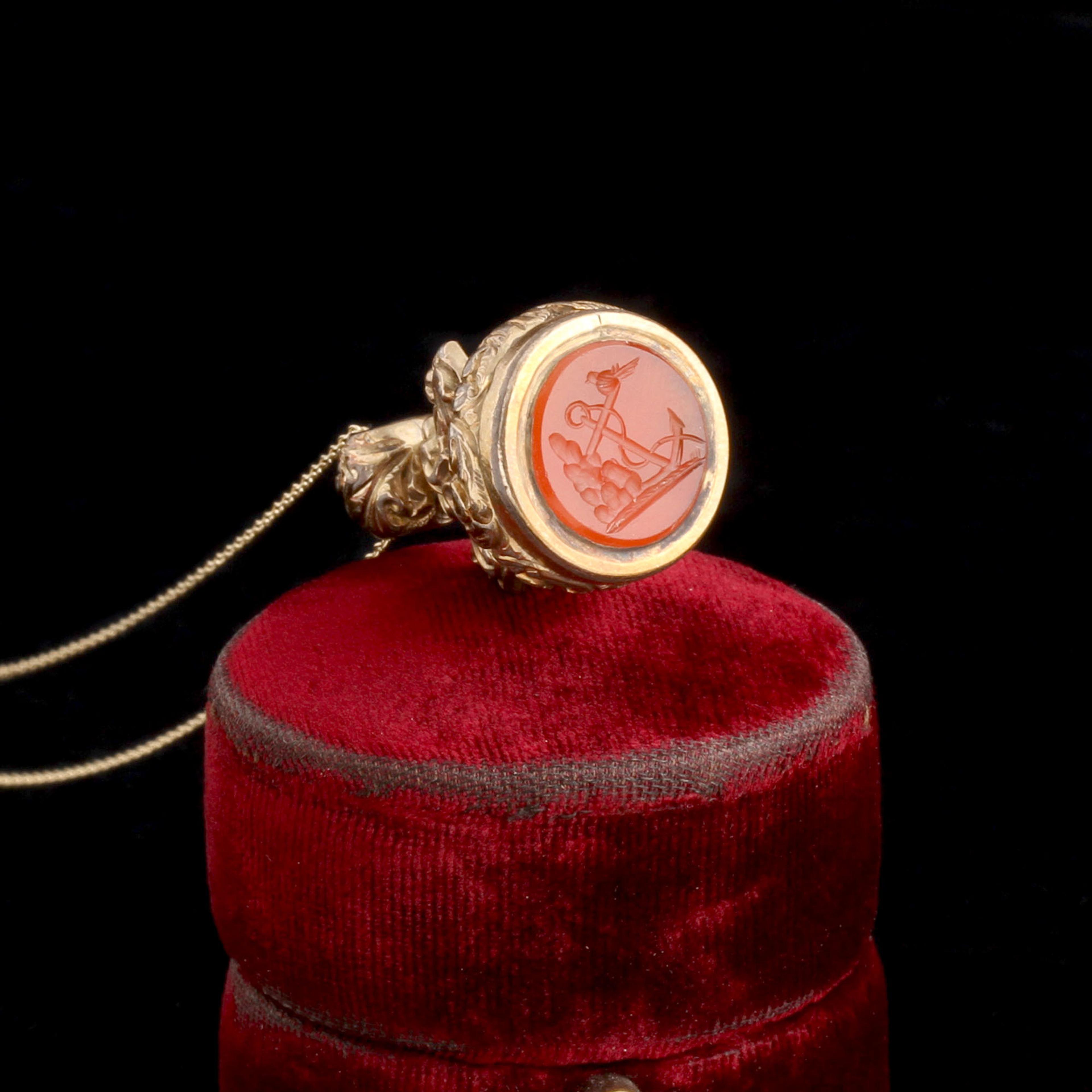Detail of Georgian Anchor & Martlet Seal Fob Necklace