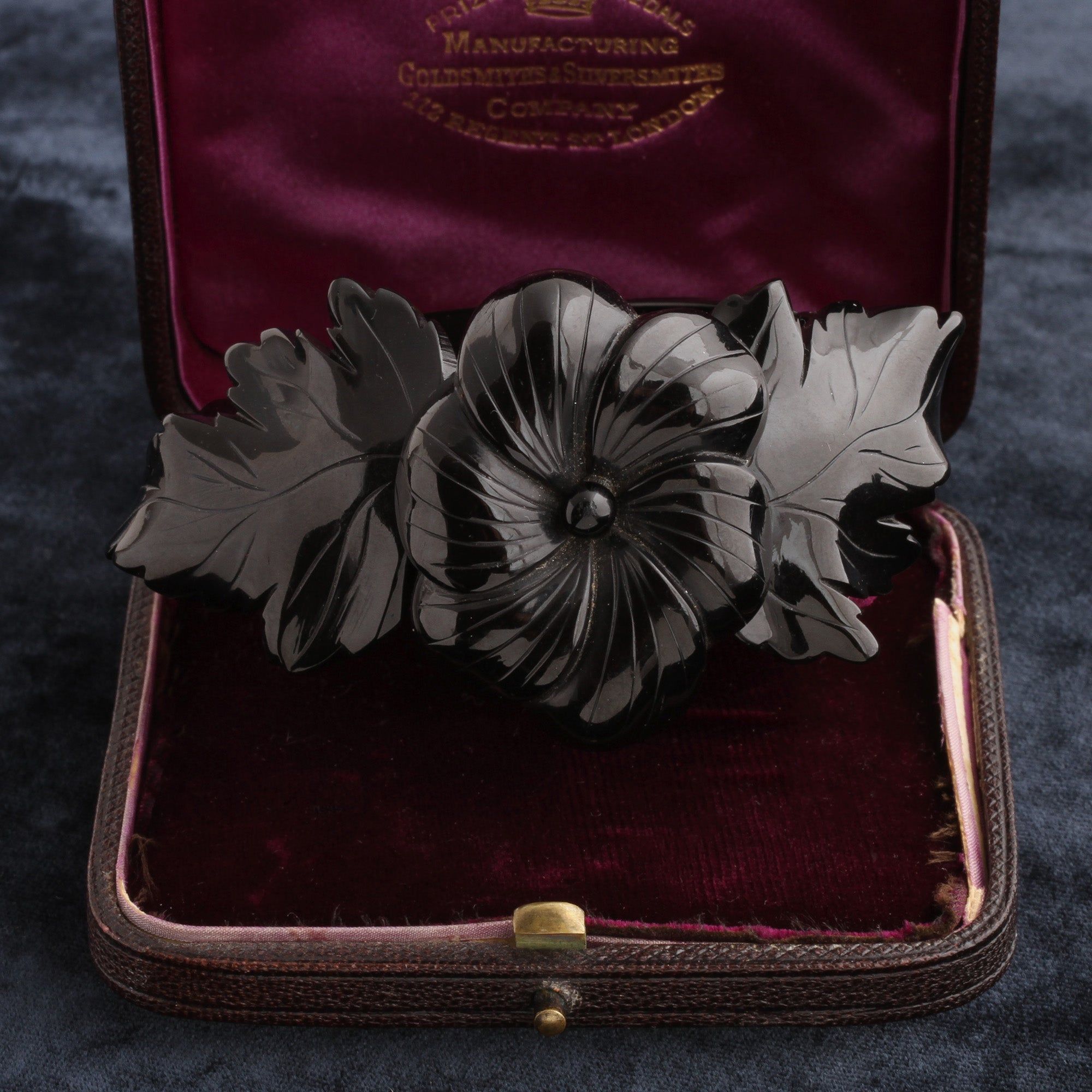 Victorian Whitby Jet Floral Bracelet