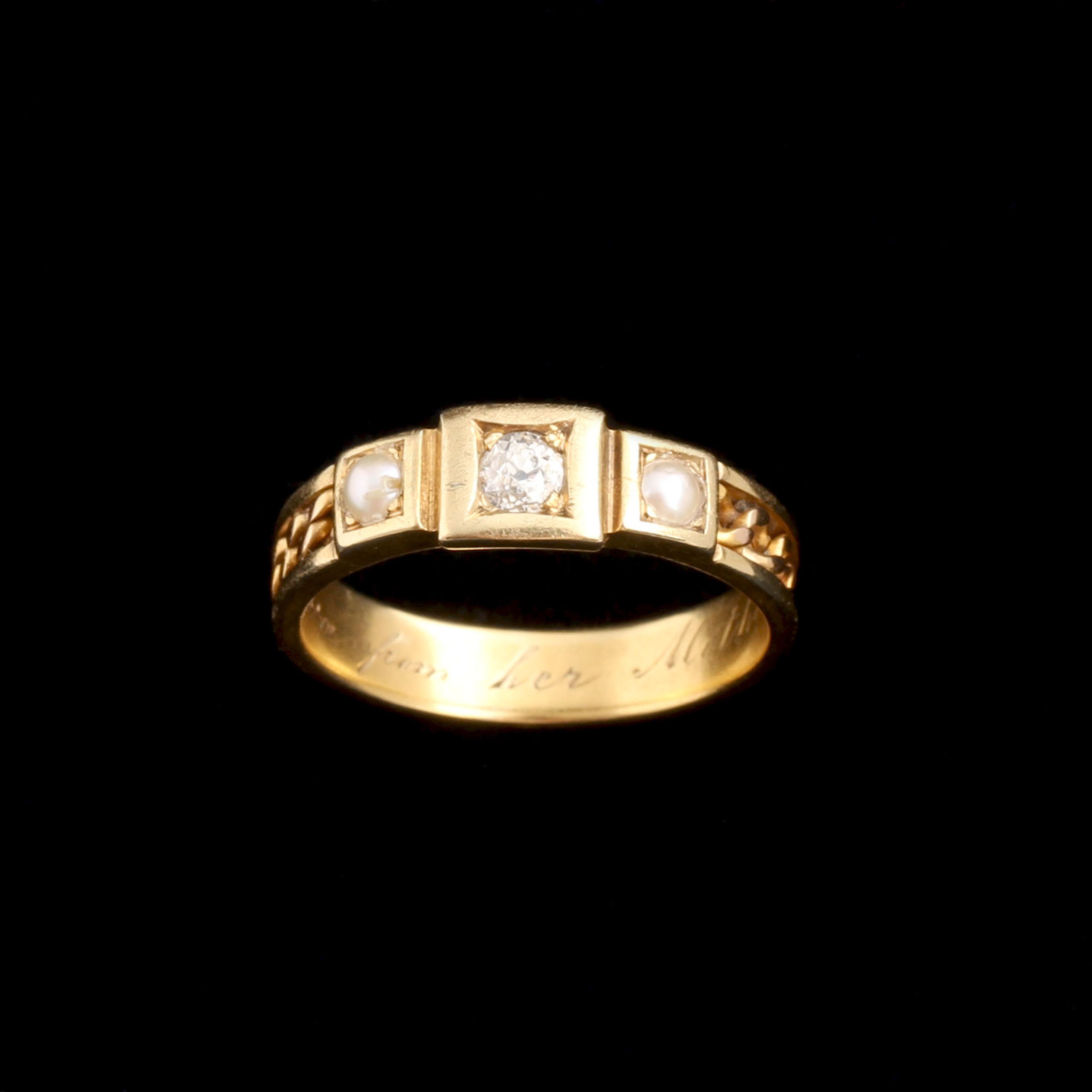 Victorian "Eva from her Mother" Diamond & Pearl Ring