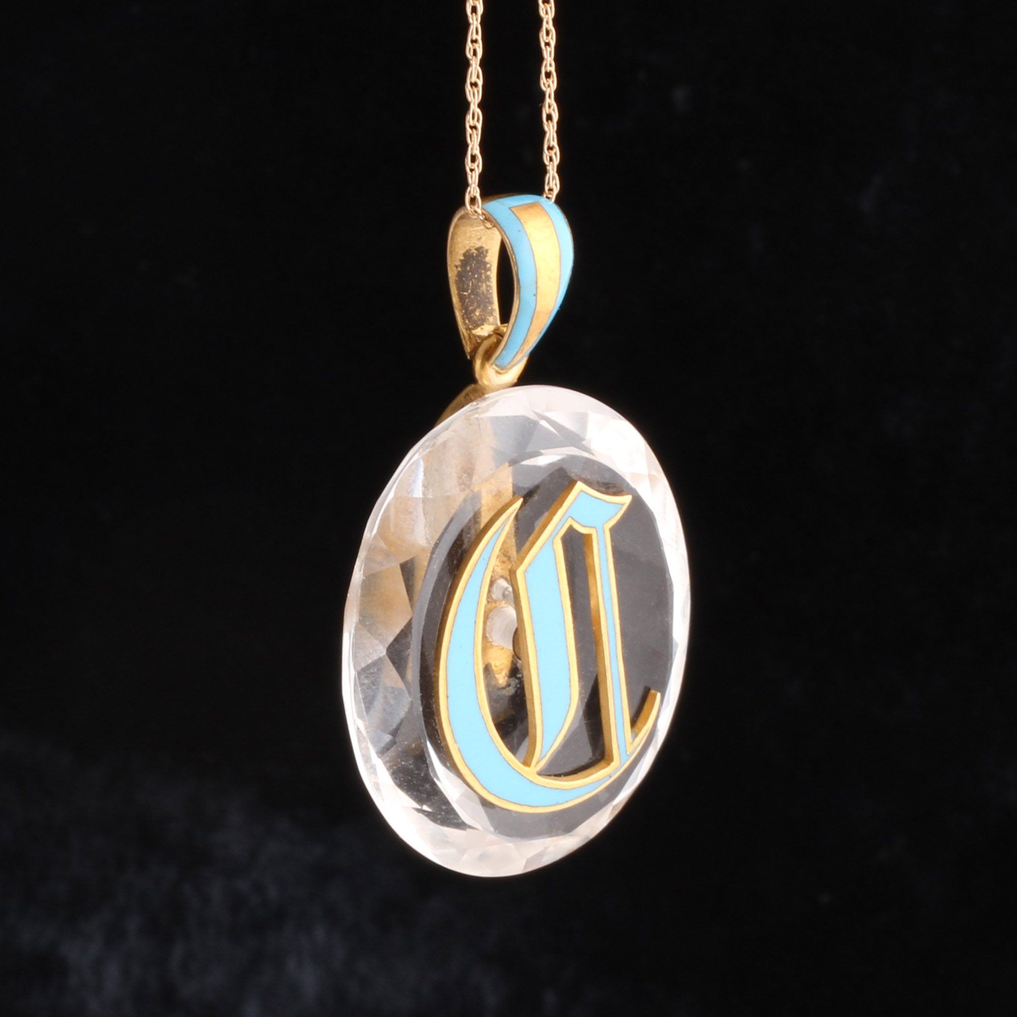 Victorian Rock Crystal "C" Pendant
