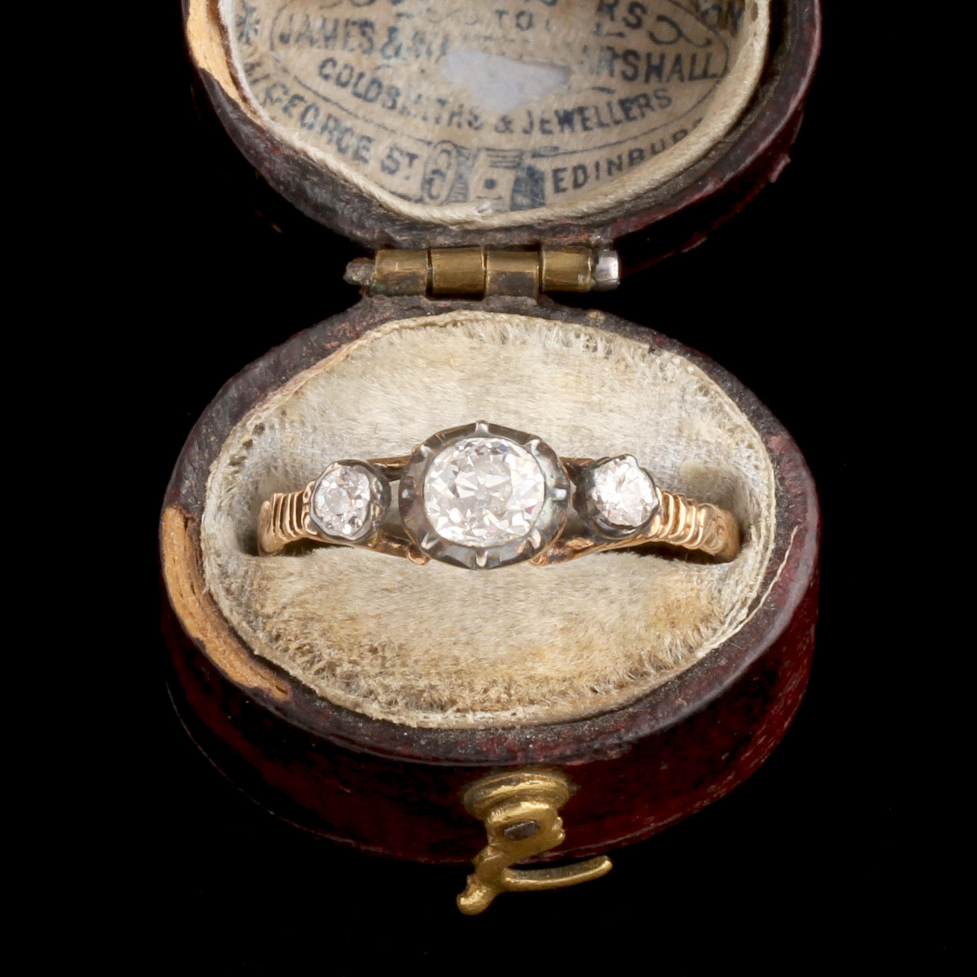Detail of Georgian Old Cut Diamond Trilogy Ring