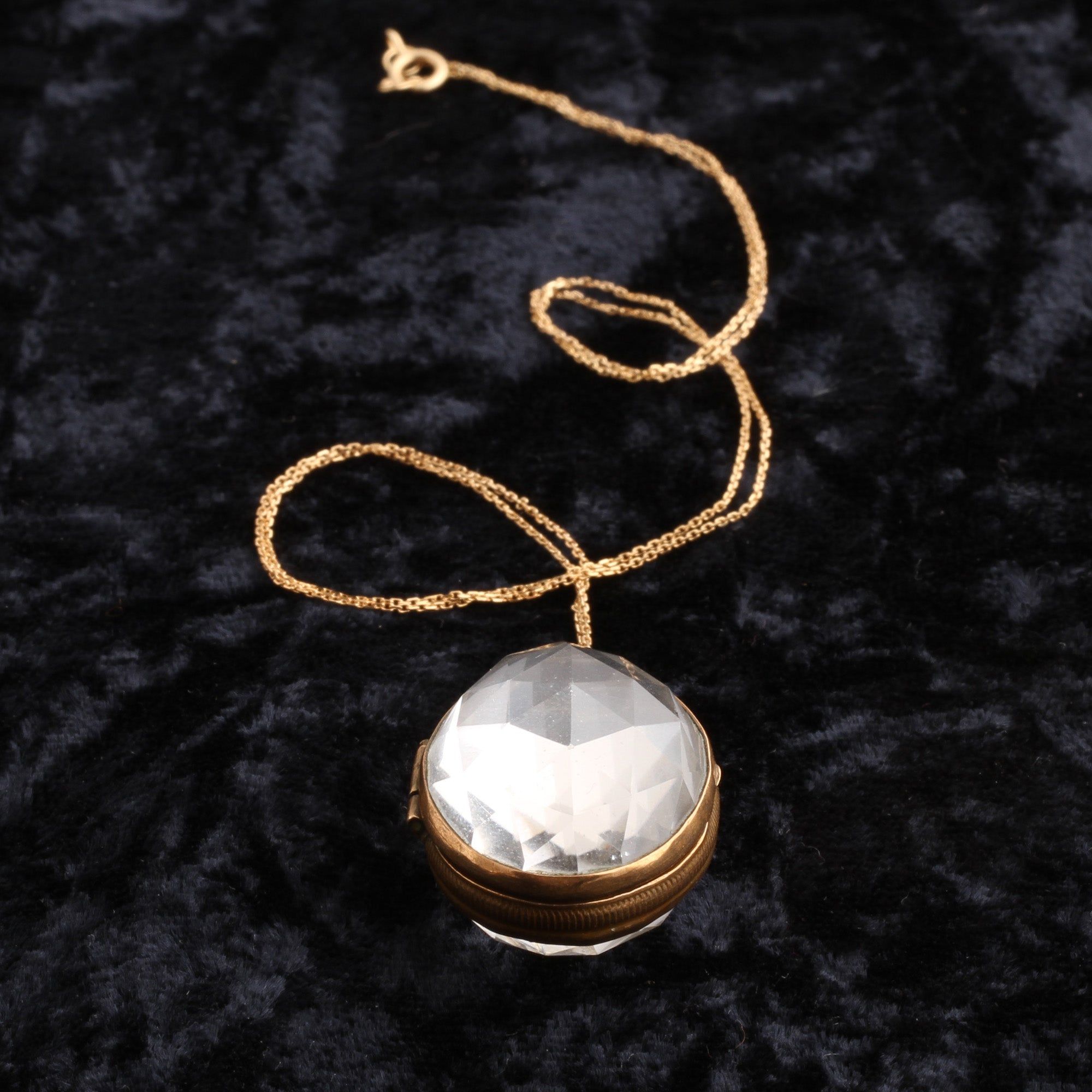 Victorian Faceted Rock Crystal Ball Locket