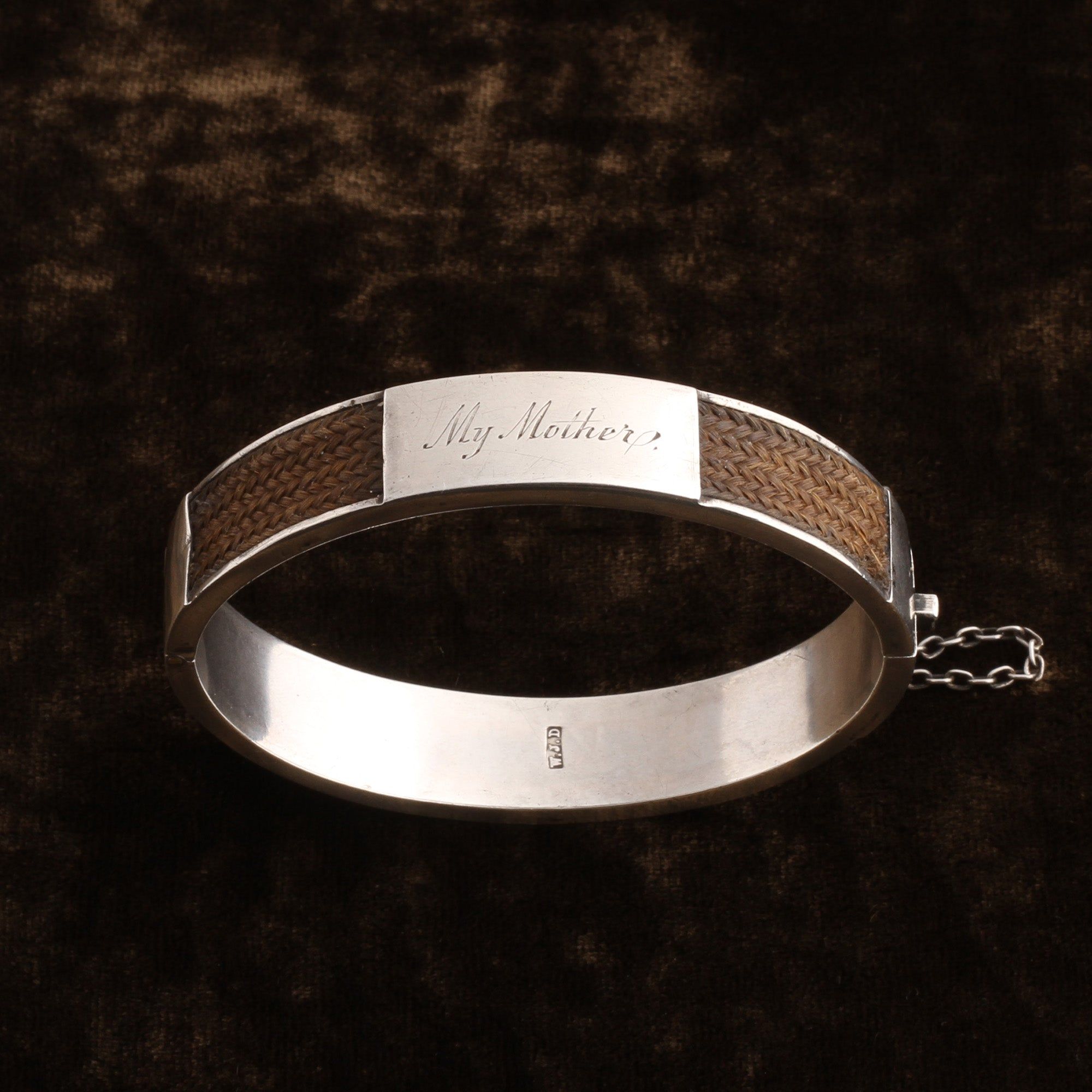 Victorian "My Mother" Silver Hair Bangle