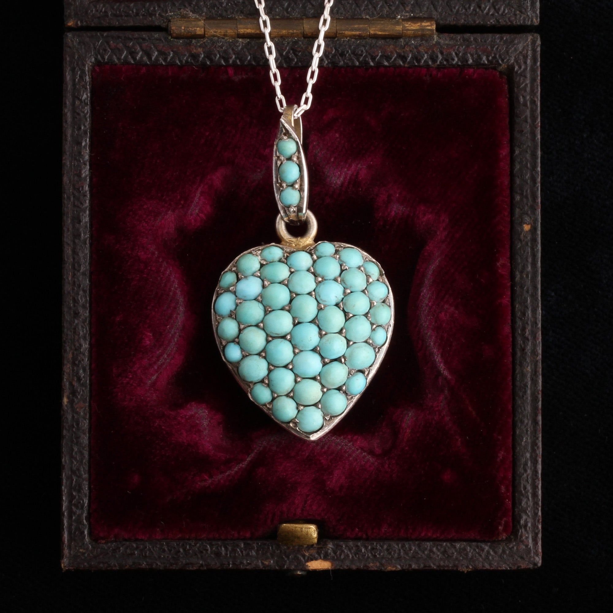 Detail of Victorian Turquoise Heart Locket