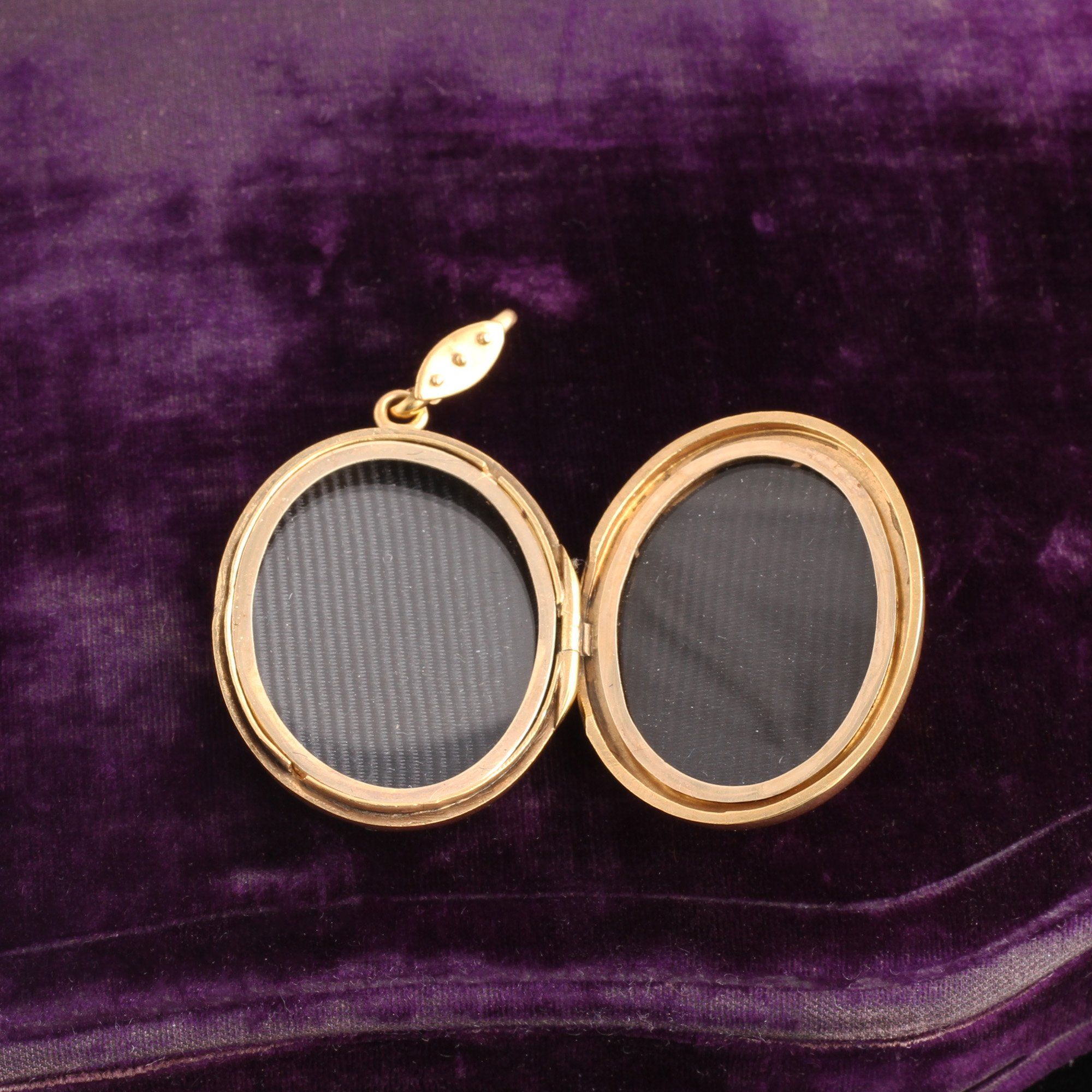 Victorian Amethyst with Flower Inlay Gold Locket
