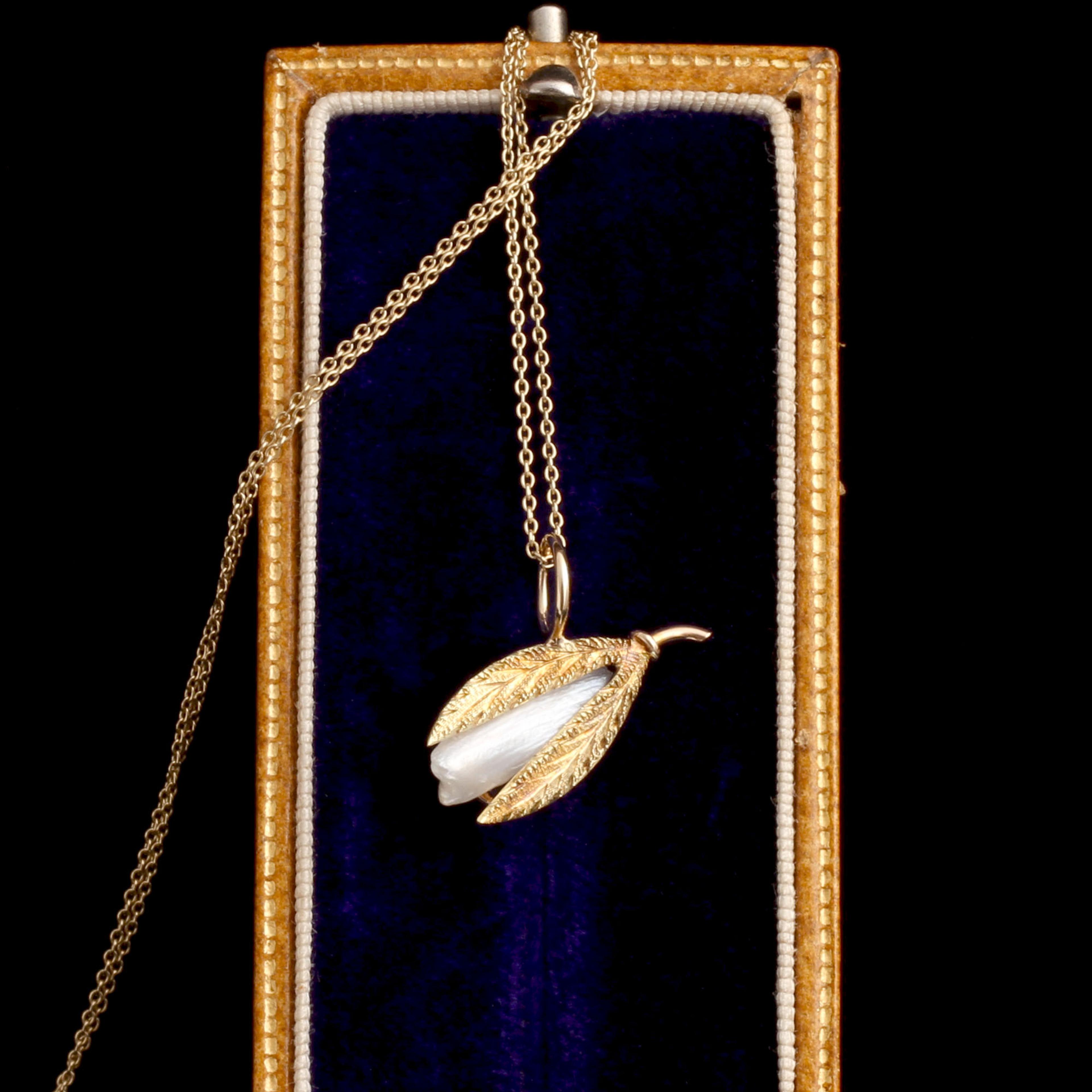 Detail of Victorian Leaves & Freshwater Pearl Pendant