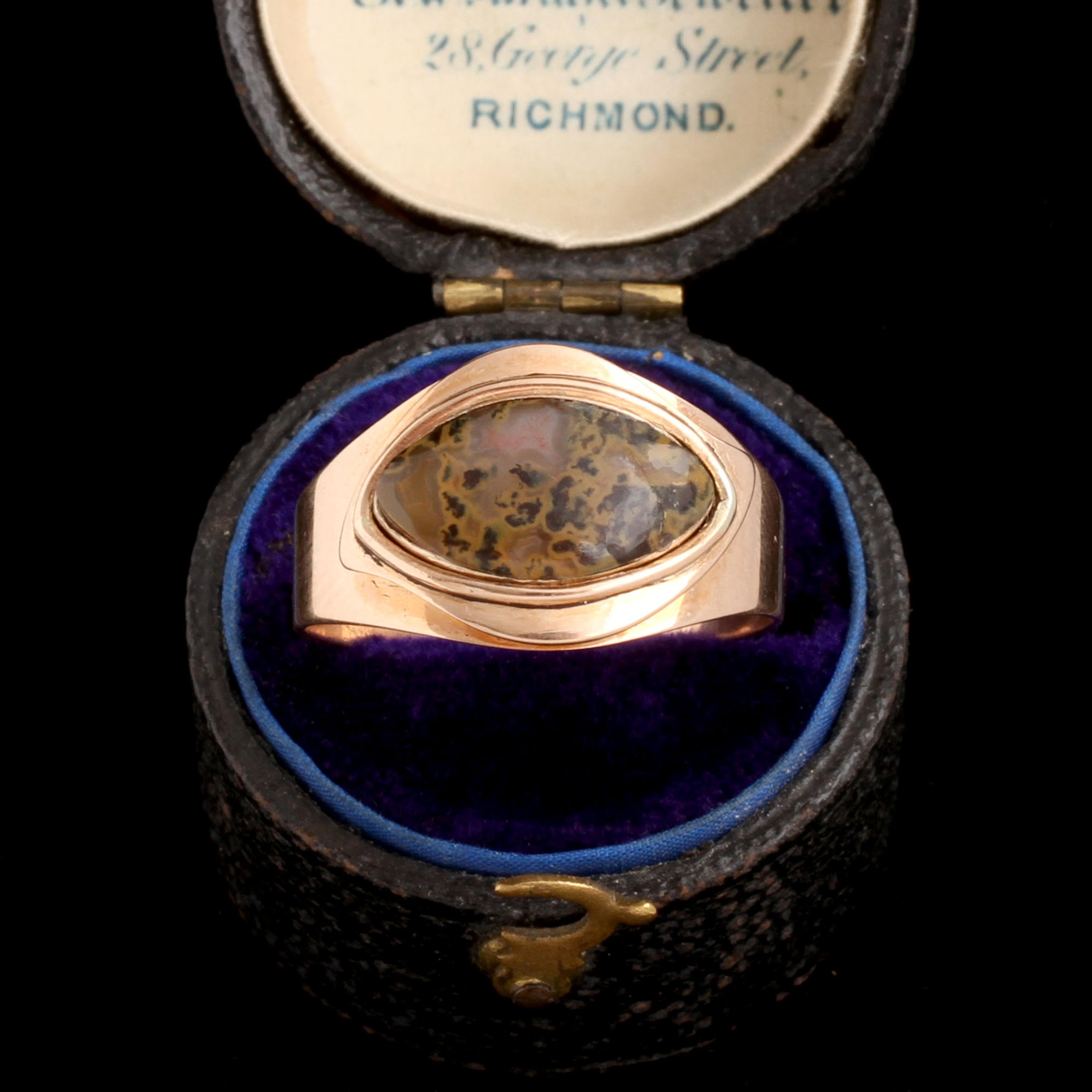 Georgian Moss Agate "Eye" Ring