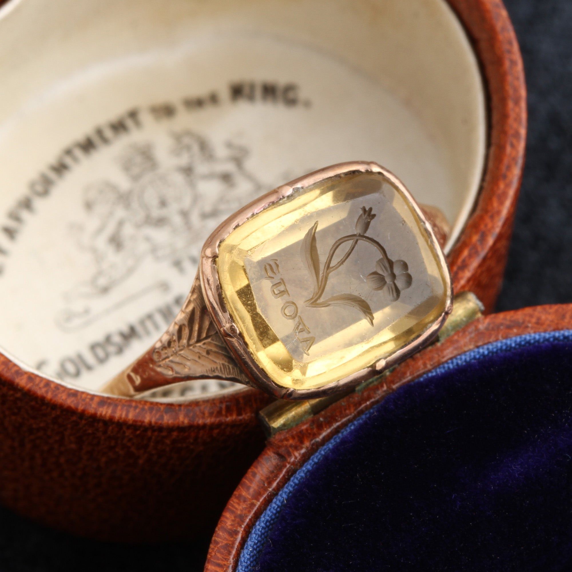 Early Victorian "À Vous" Citrine Wax Seal Ring