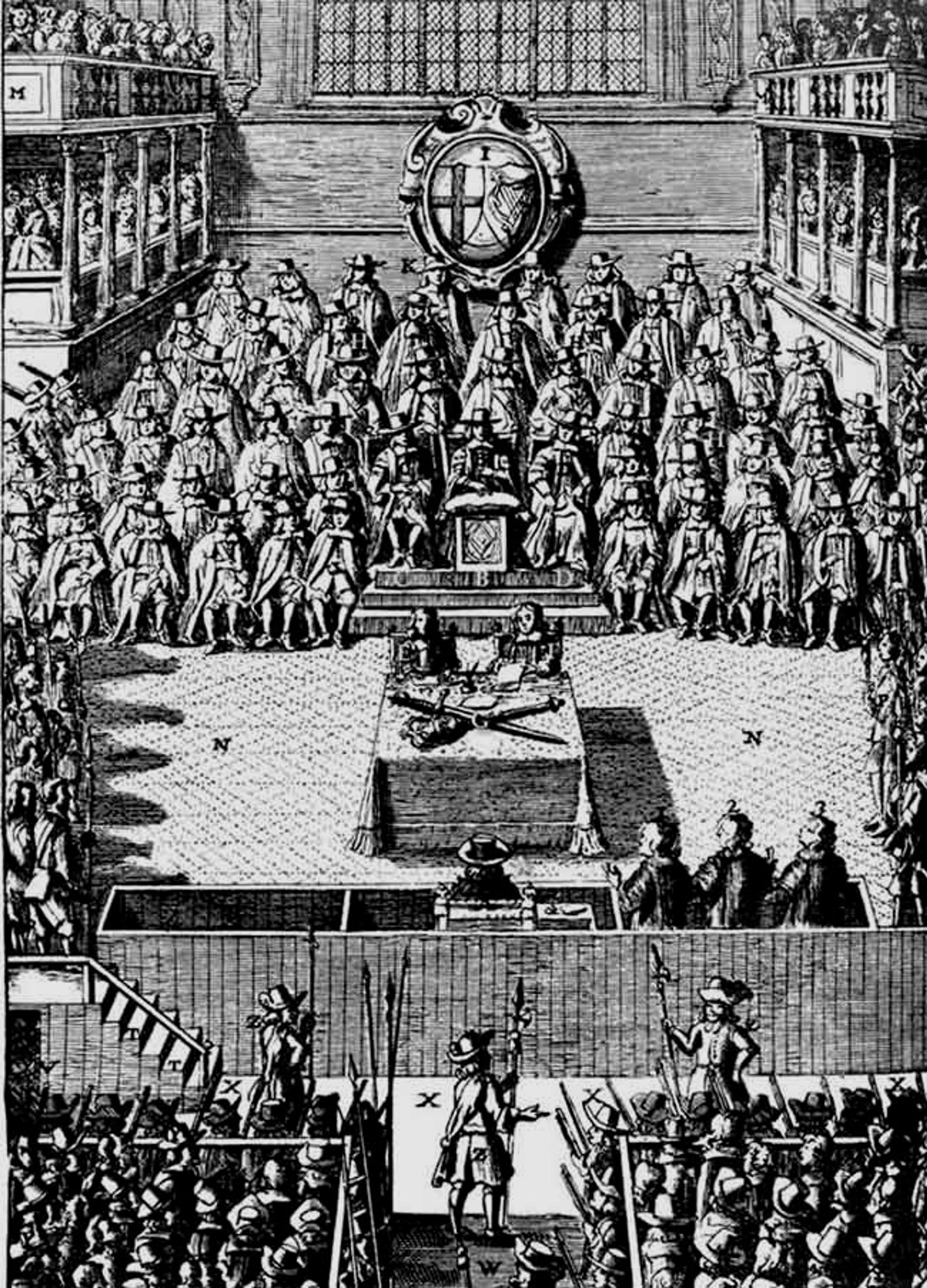 Engraving of Parliament in the time of King Charles I.