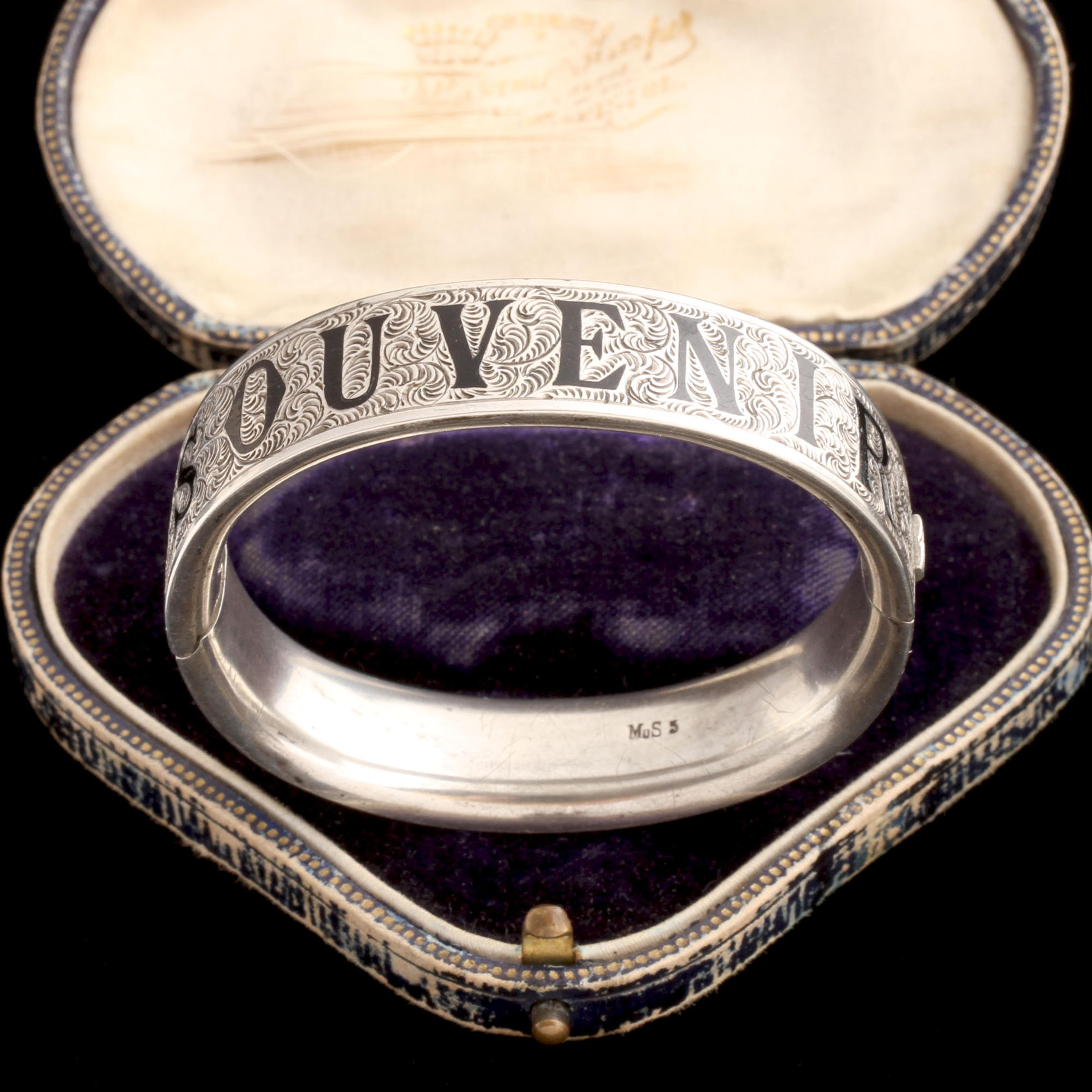 Victorian "Souvenir" Silver & Enamel Bangle