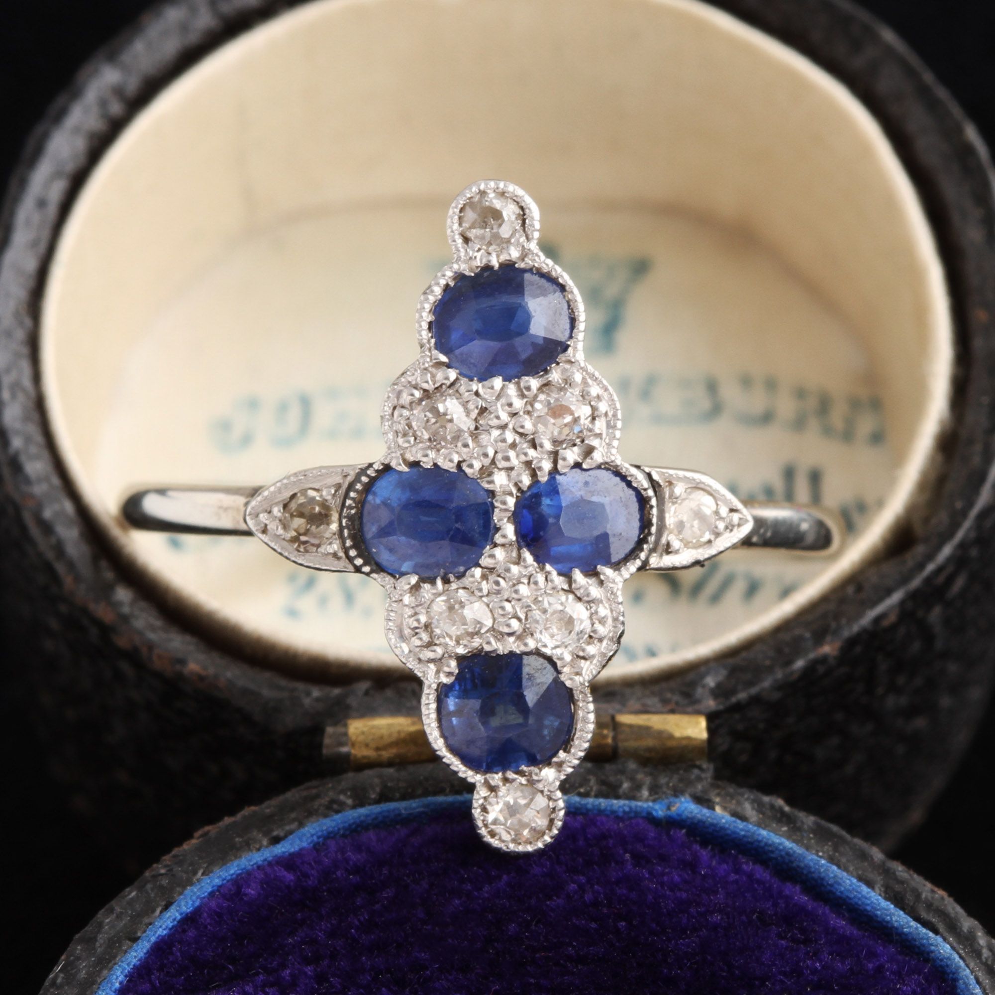Art Deco Sapphire & Diamond Cocktail Ring