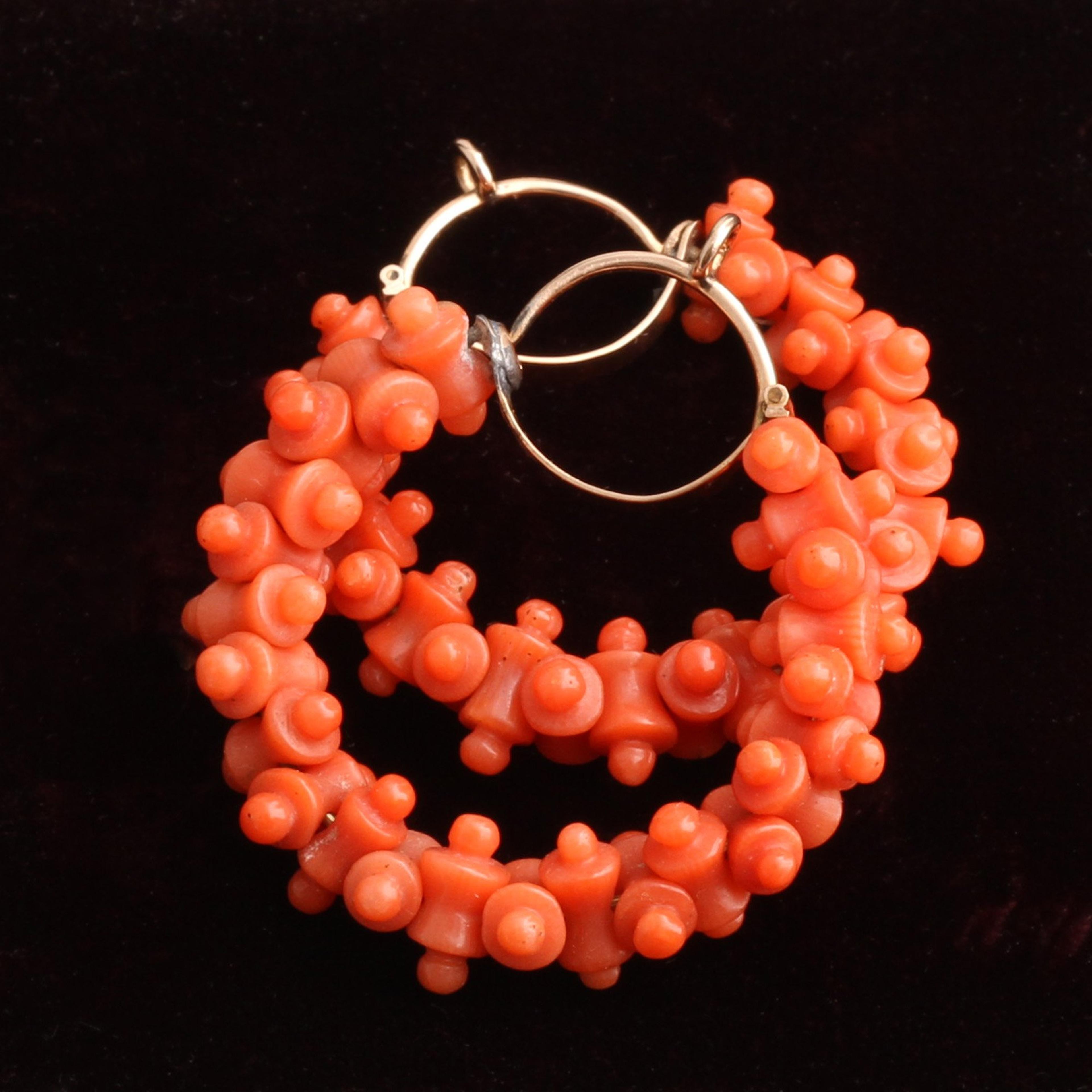 Georgian Grand Tour Coral Hoop Earrings