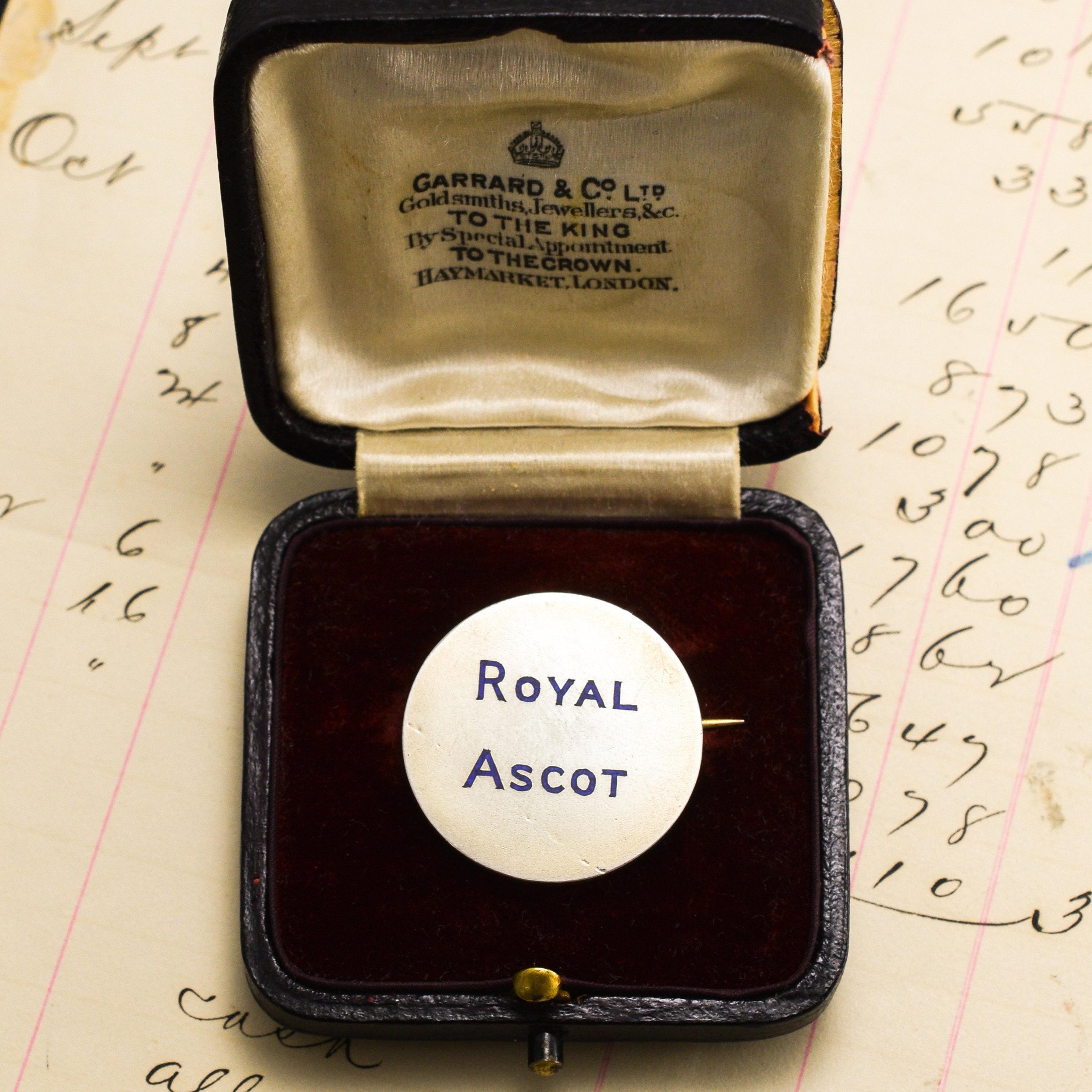 Detail of Silver and Enamel Royal Ascot Badge in Original Box