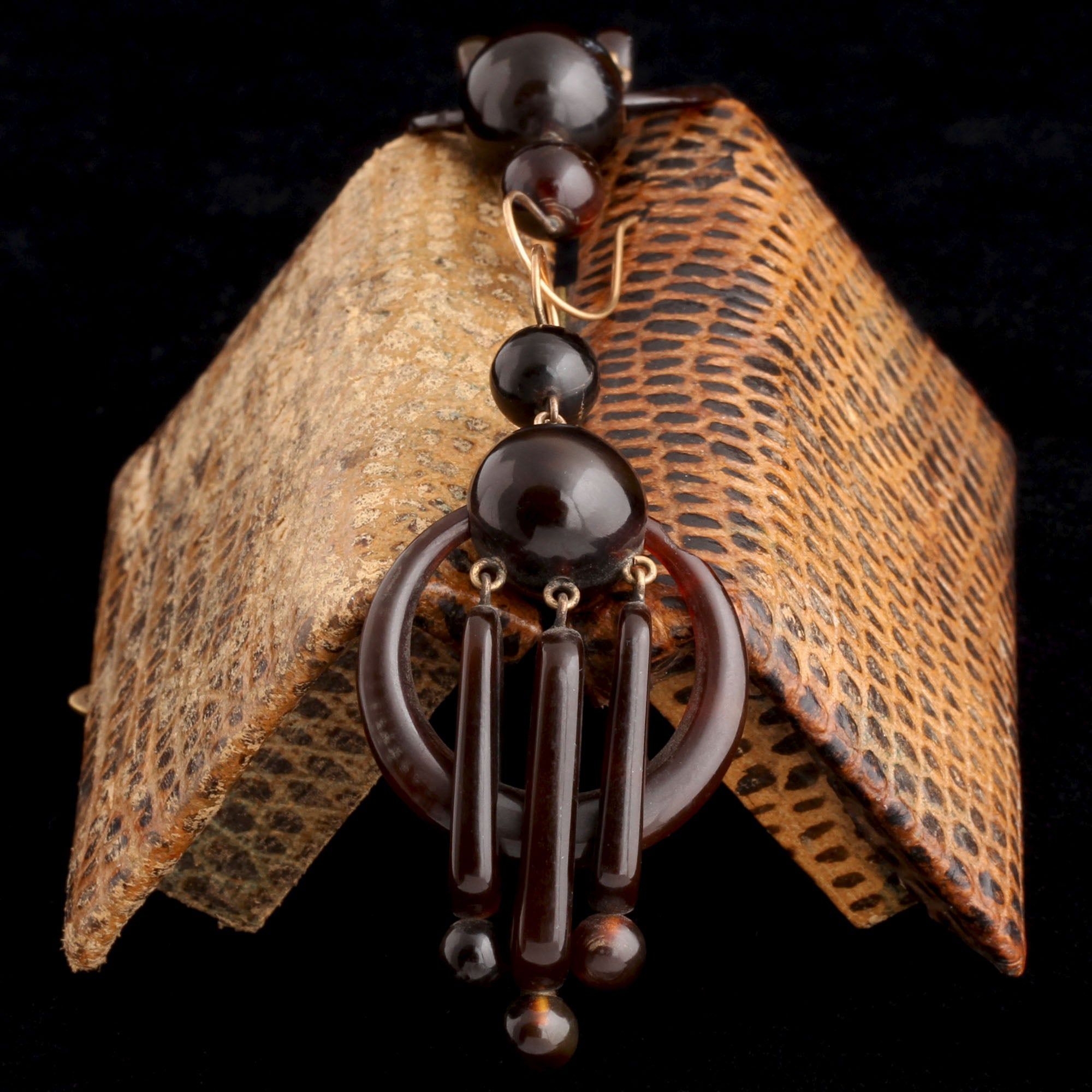 Victorian Sphere & Crescent Tortoiseshell Earrings