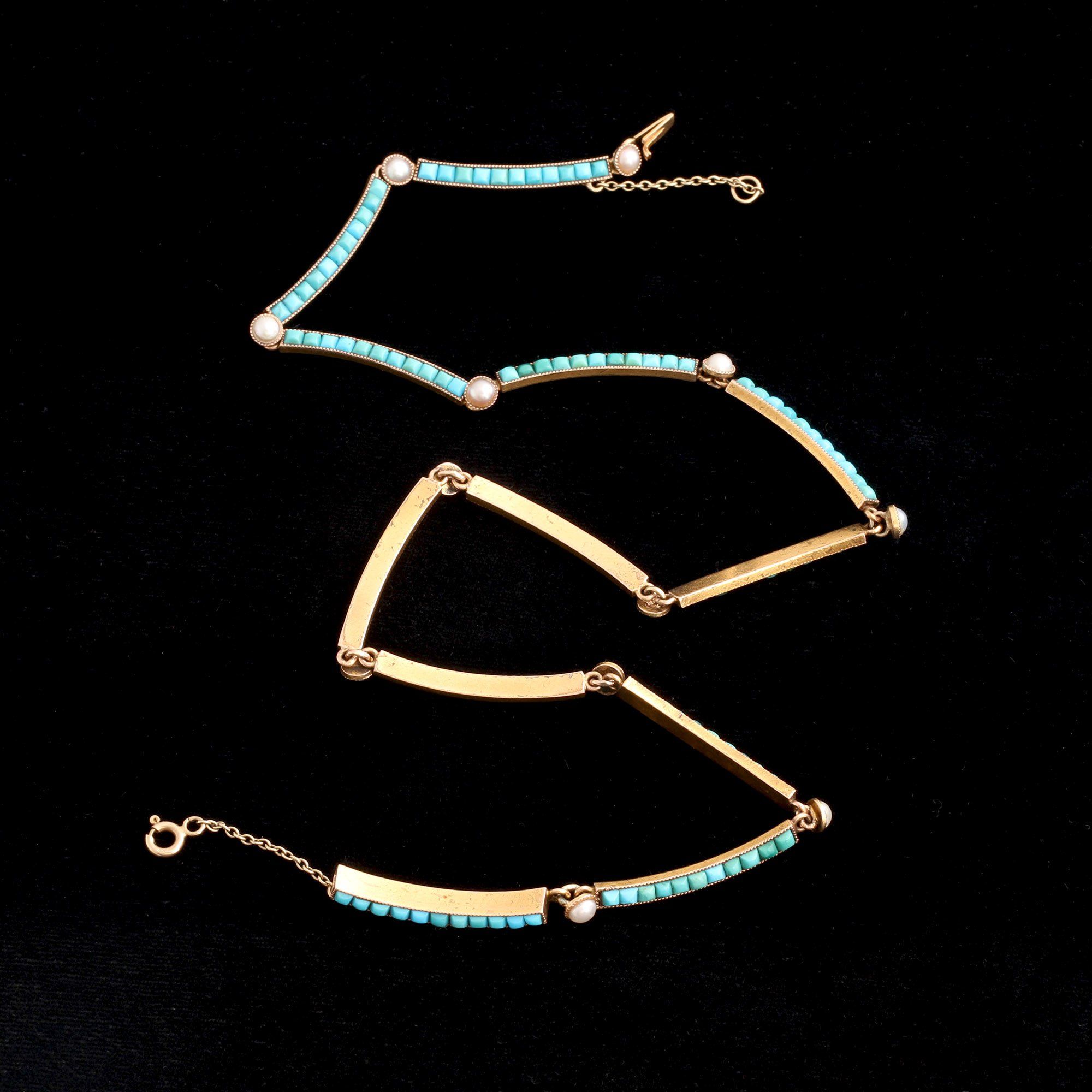 Victorian Turquoise & Pearl Collar