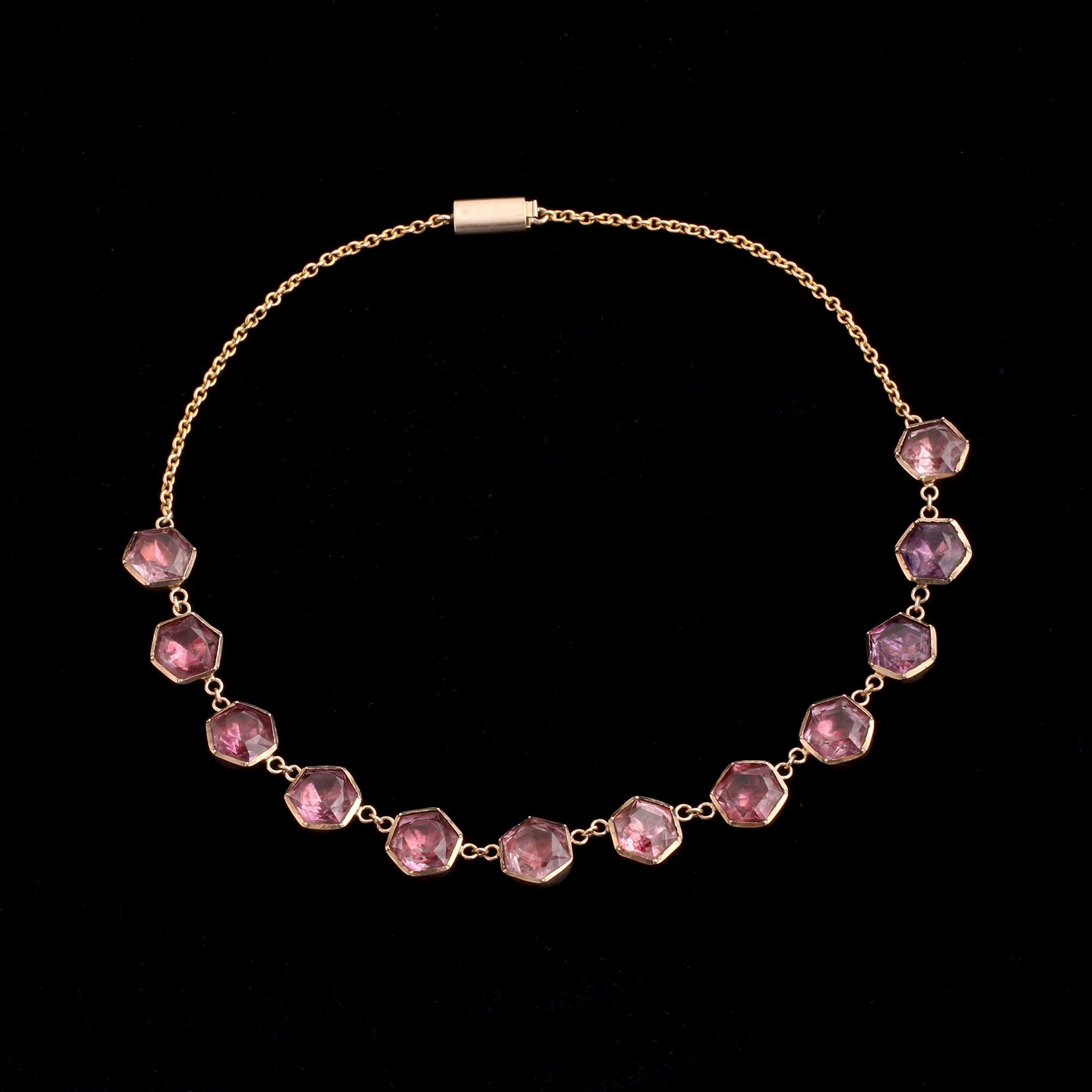 Early Victorian Amethyst Hexagons Necklace