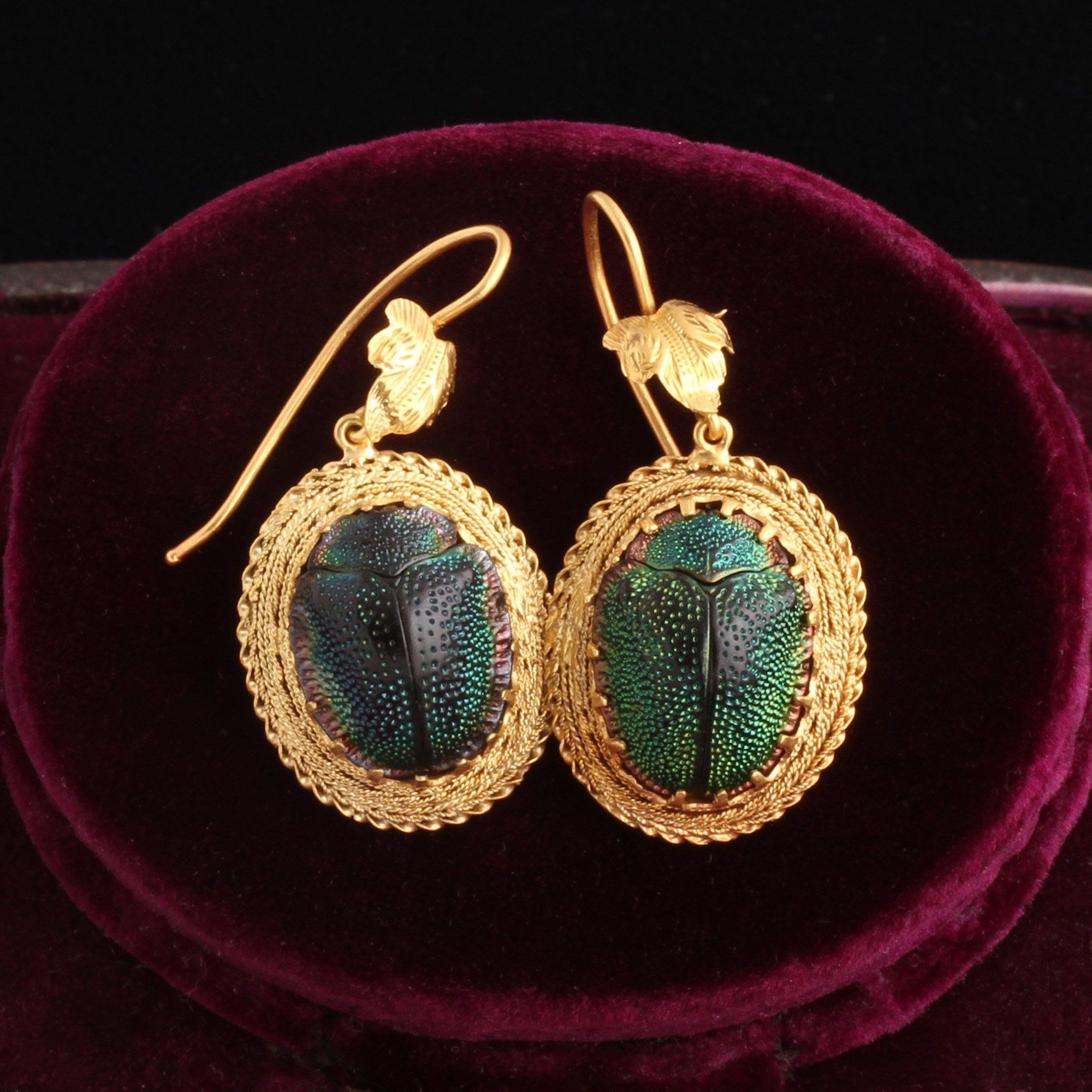 Victorian Scarab Beetle Earrings
