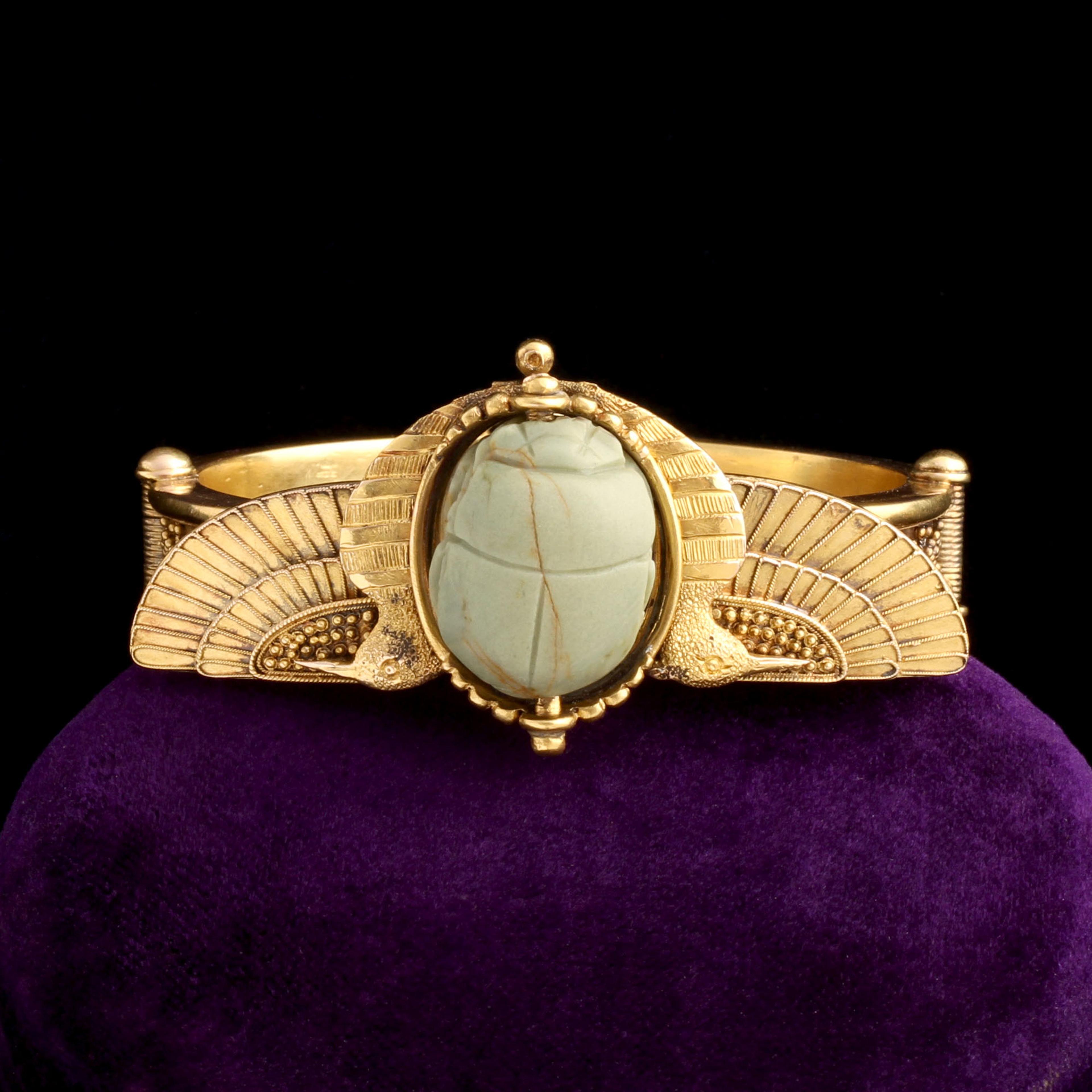 Victorian Egyptian Revival Winged Scarab Bangle