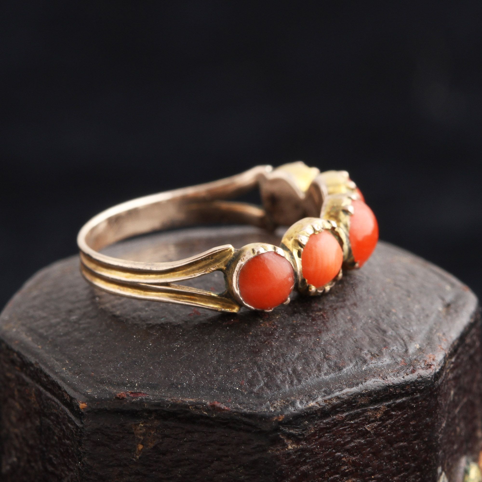 Georgian Coral Half Hoop Ring