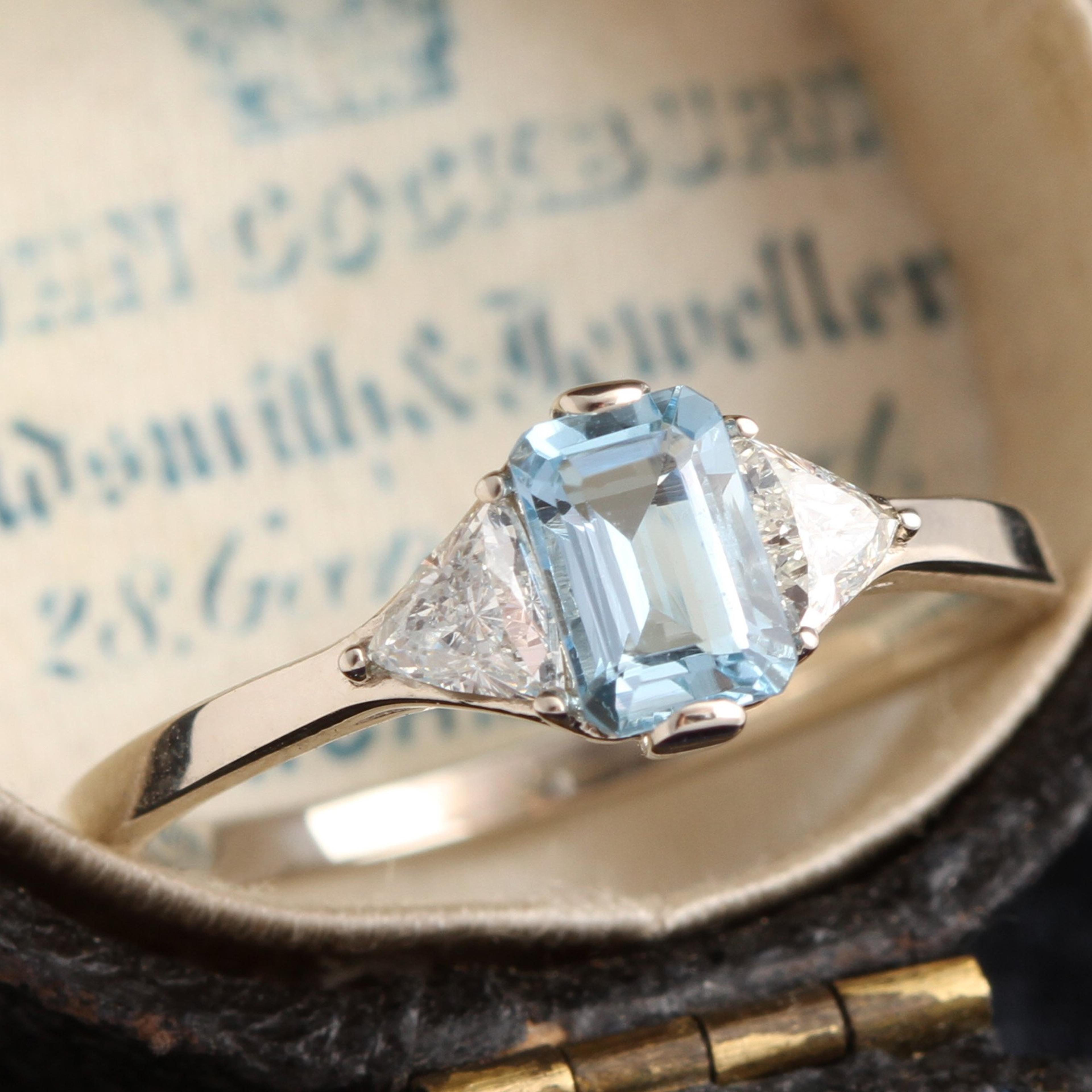 Detail of the Poseidon Aquamarine and Diamond Ring