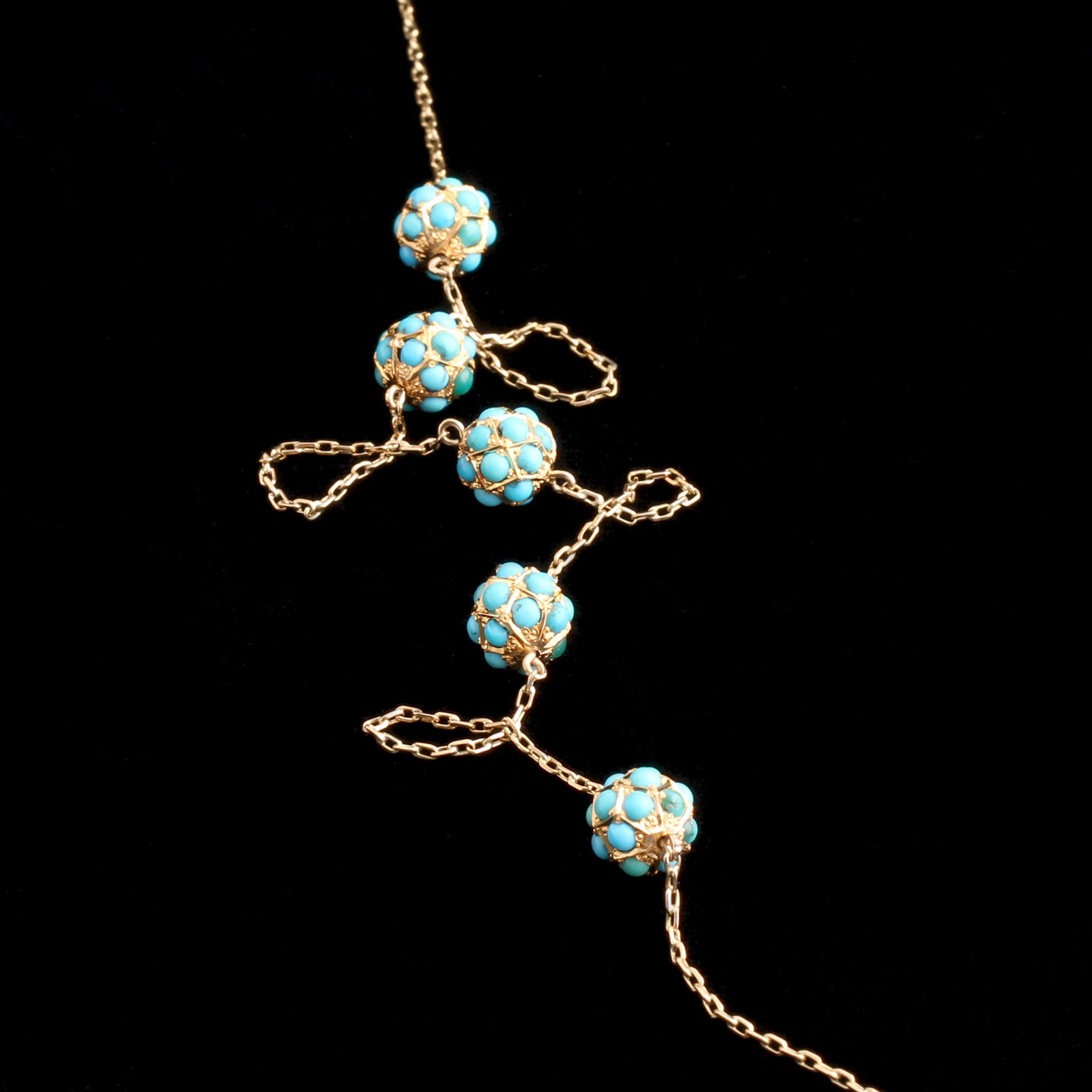 Victorian Turquoise Pavé Orbs Necklace