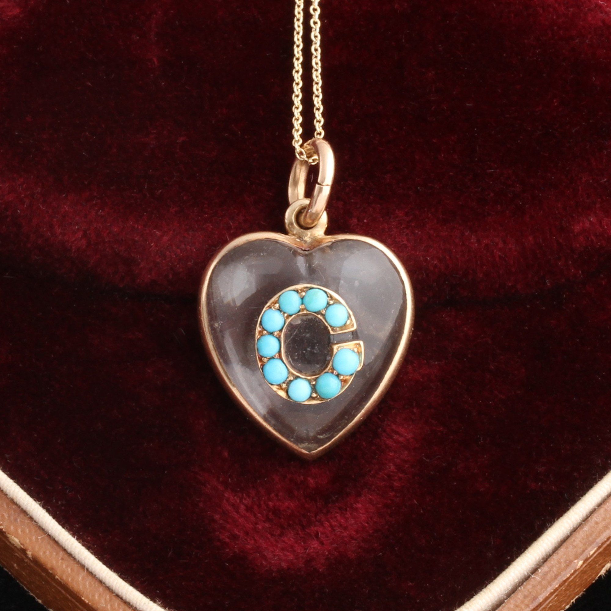 Victorian Turquoise "C" Heart Locket