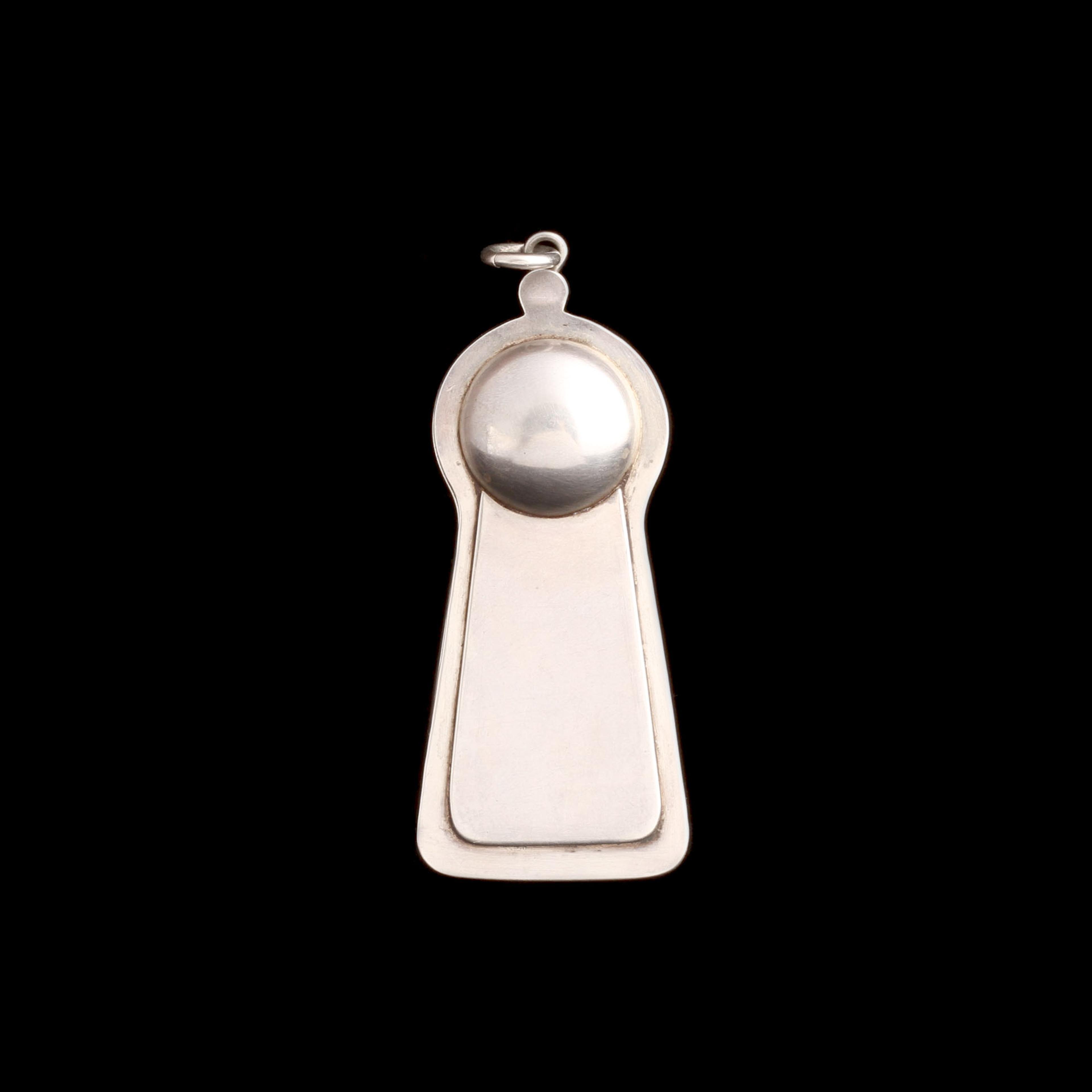 1920s Peep Hole Oversize Silver Pendant