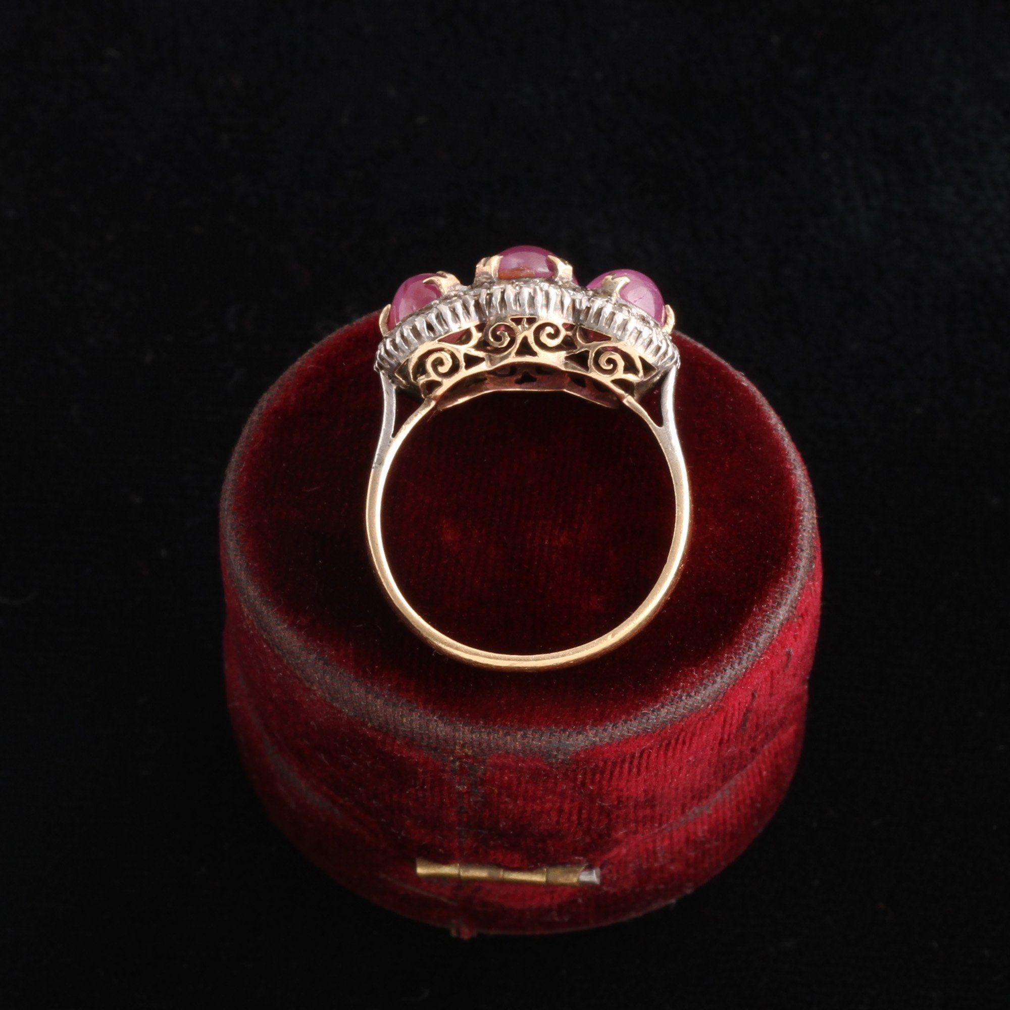 Vintage Star Ruby Triple Cluster Ring