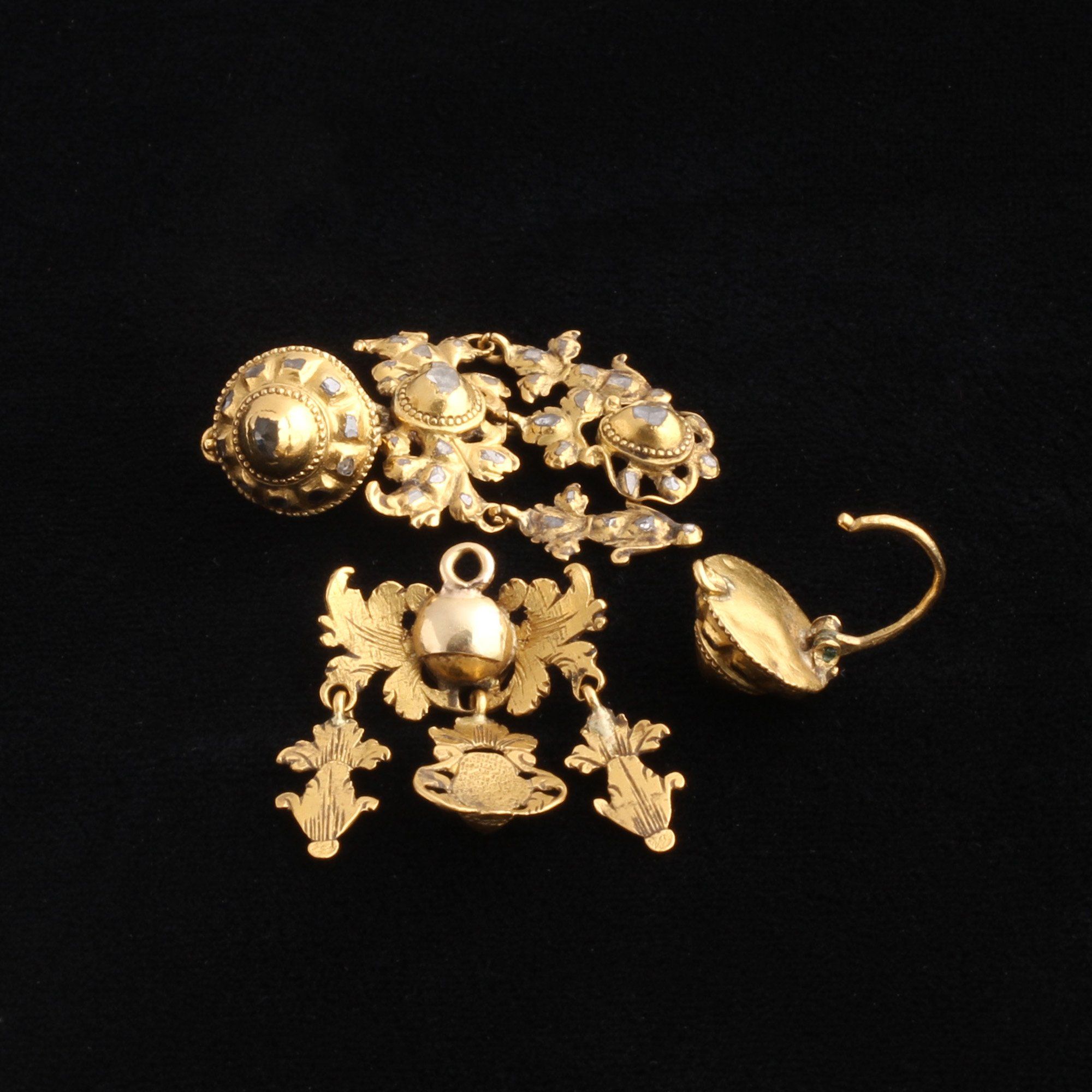 18th Century Spanish Rose Cut Diamond Girandole Earrings