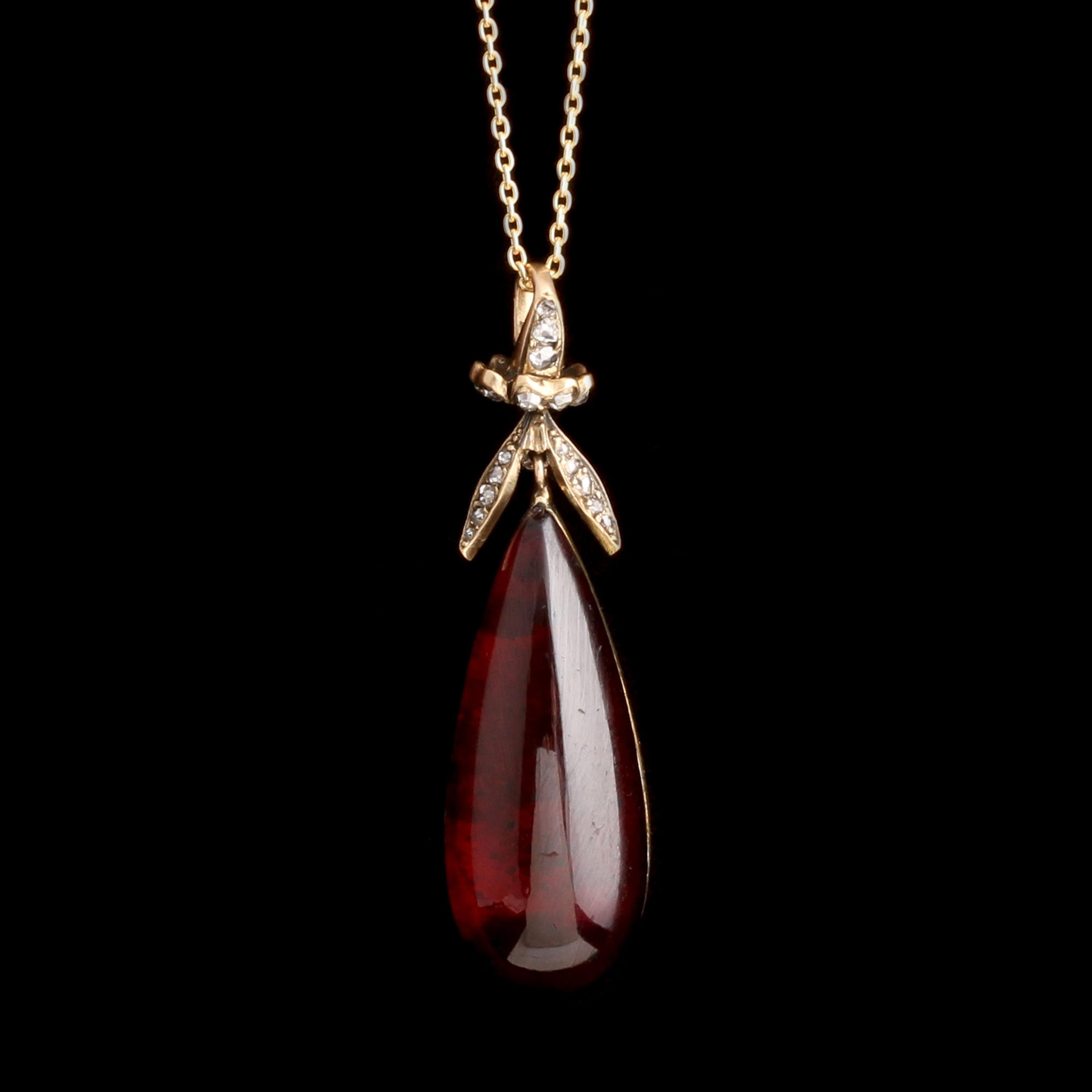 Detail of Mid Victorian Diamond & Garnet Pendant