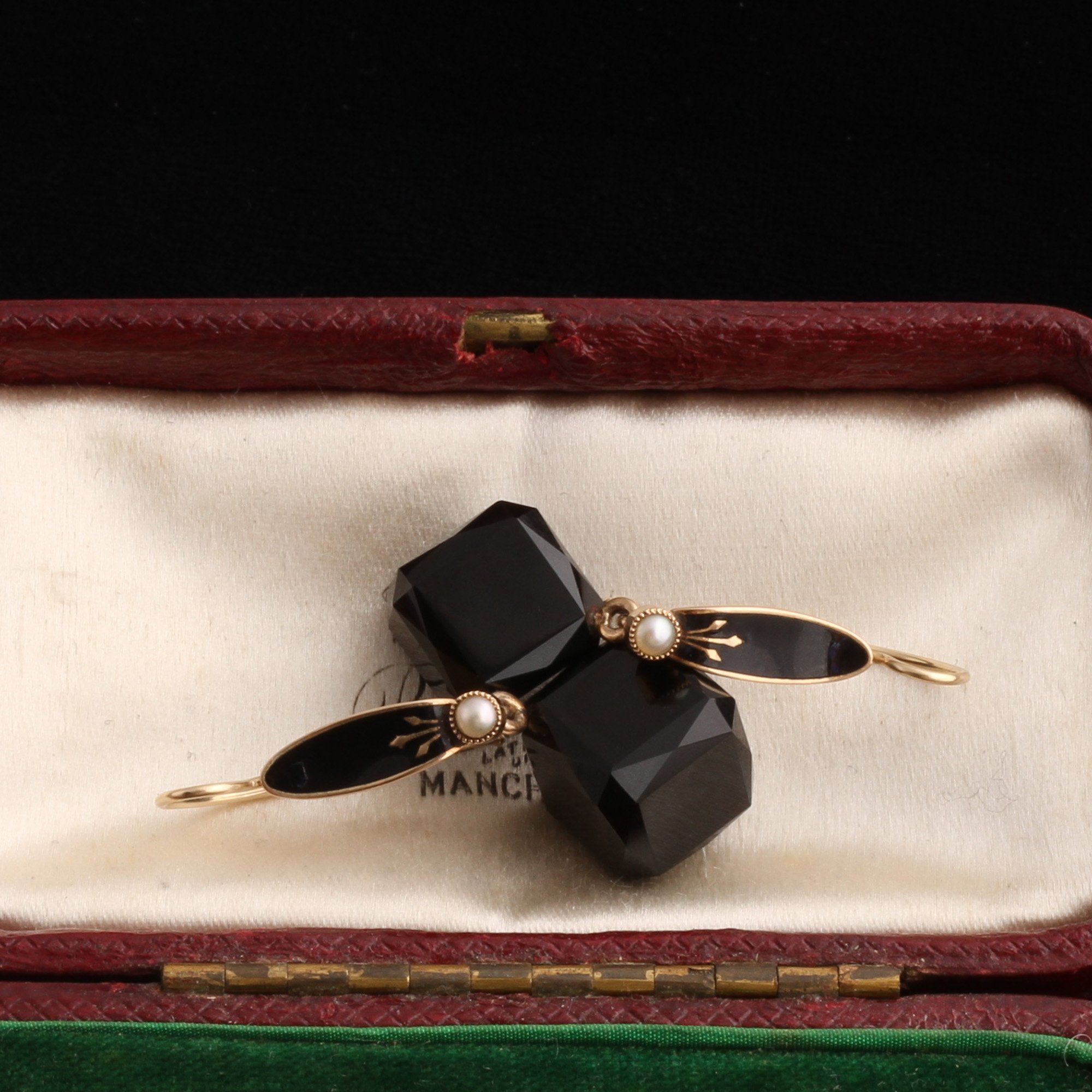Victorian Onyx Cube Drop Earrings