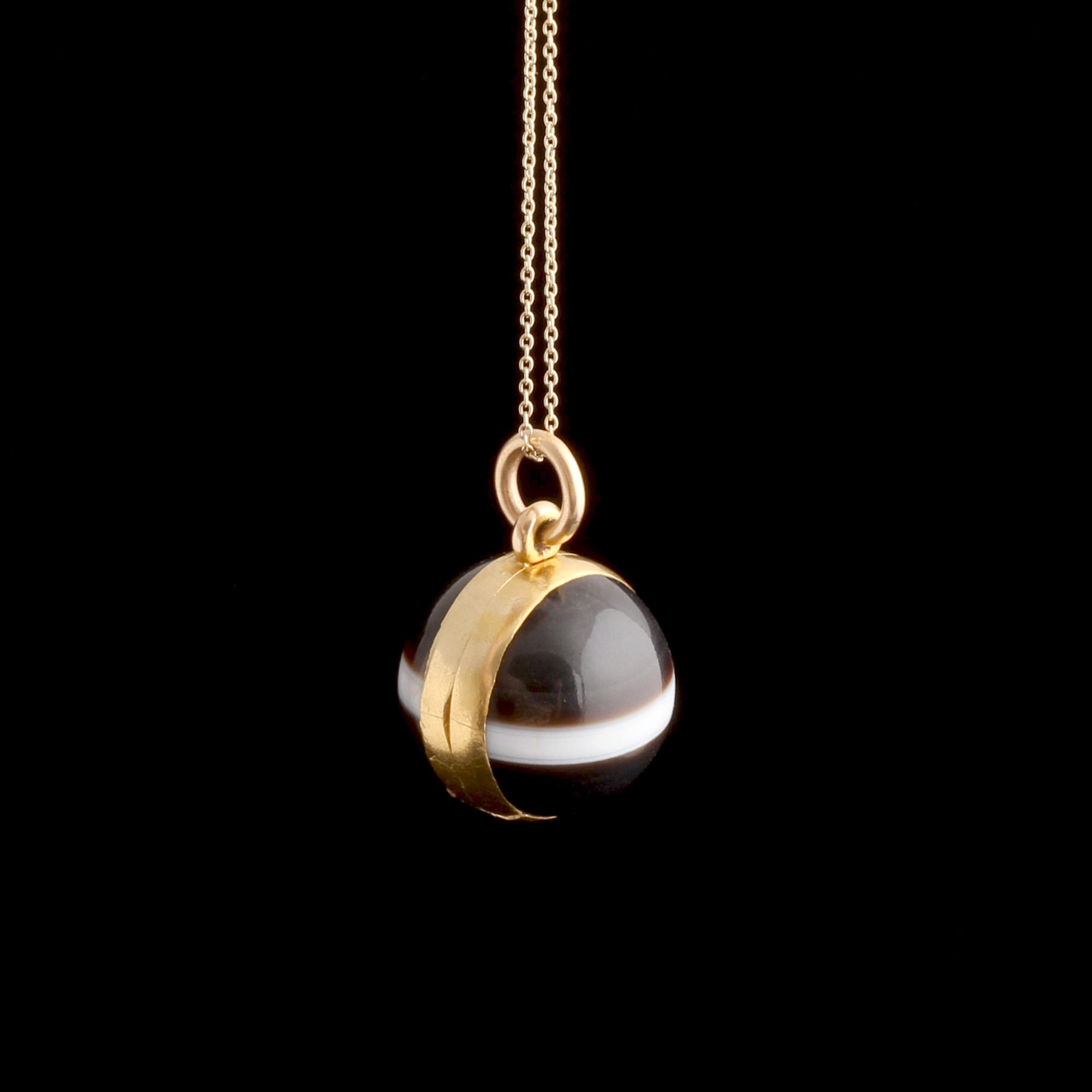 Detail of Victorian Banded Agate Spherical Locket