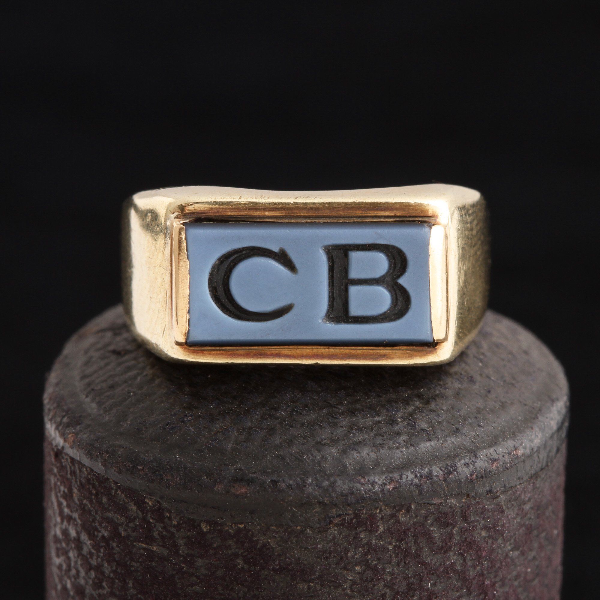 Vintage "CB" Nicolo Intaglio Signet Ring