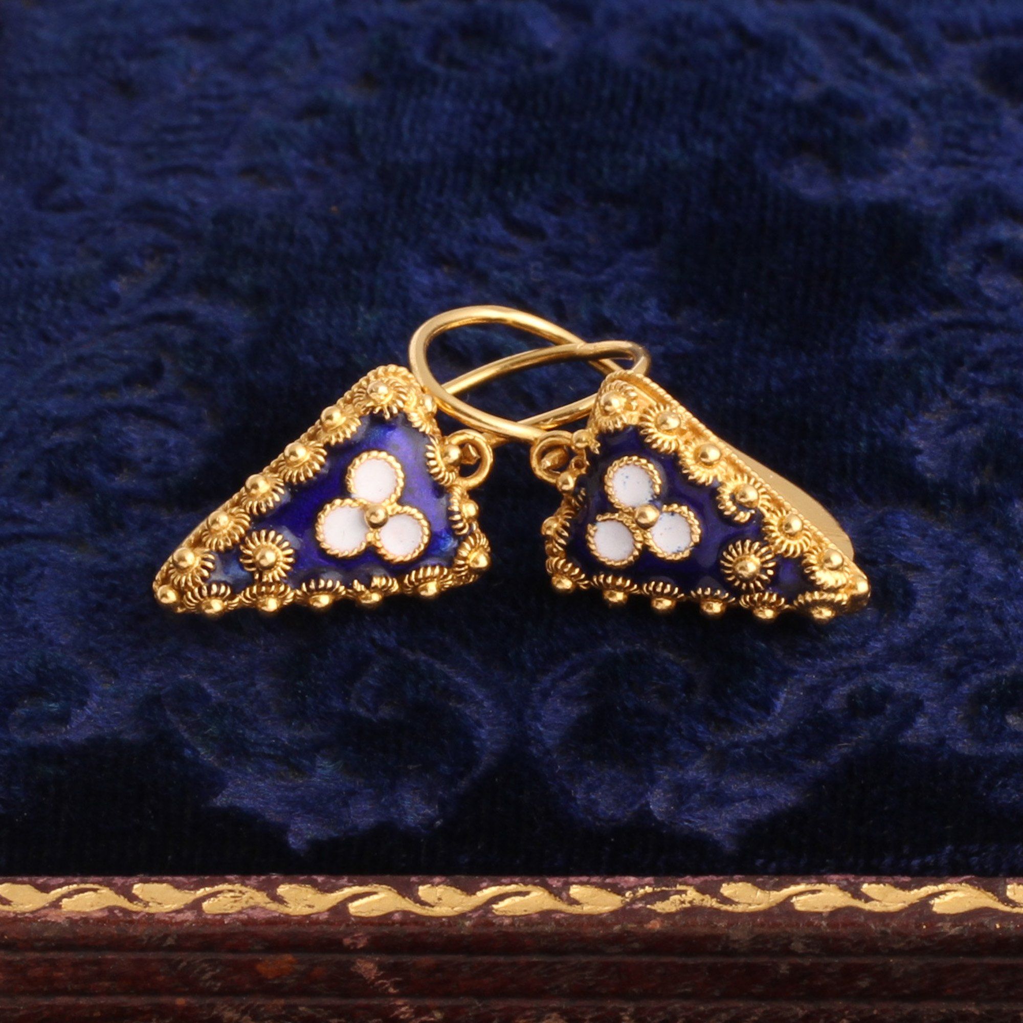 Vintage Portuguese Cannetille & Enamel Earrings