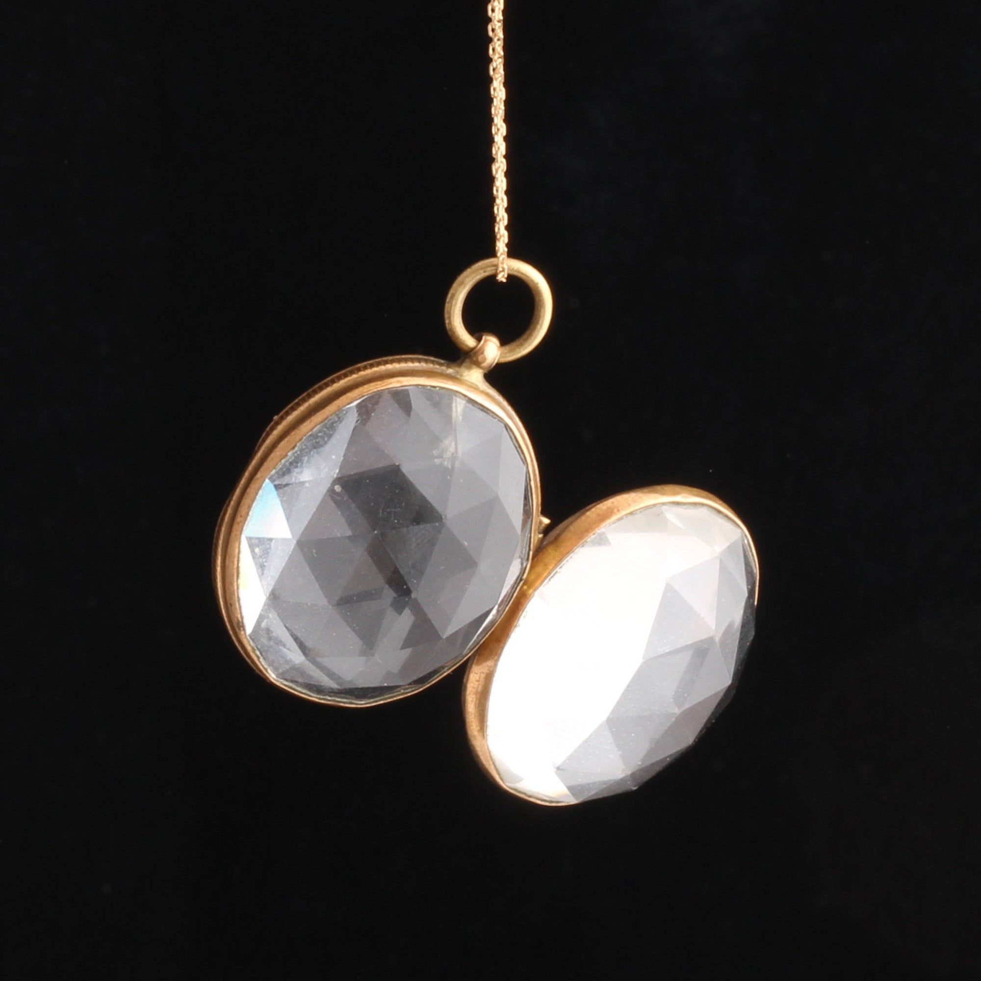 Victorian Faceted Rock Crystal Ball Locket