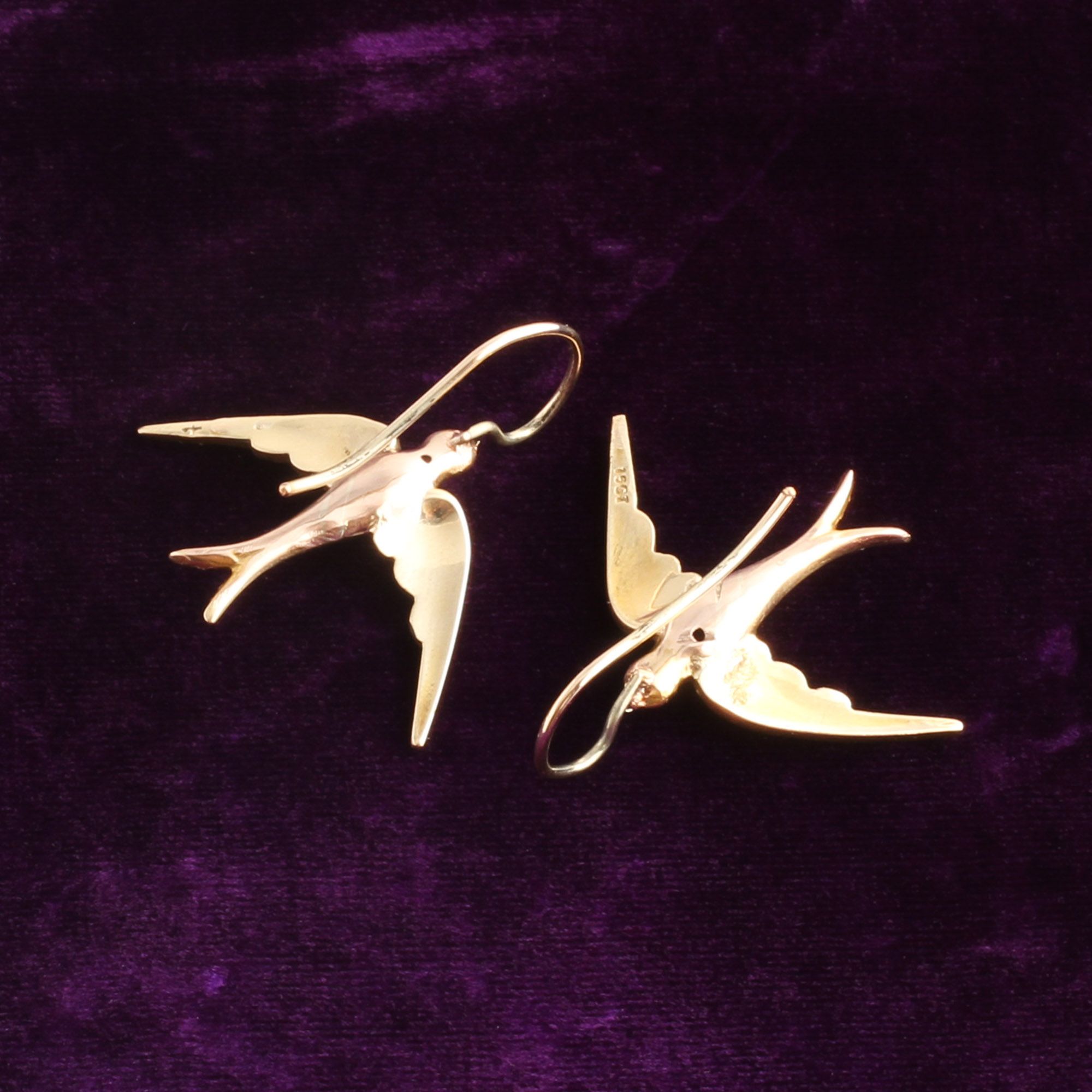 Edwardian Seed Pearl Swallow Earrings
