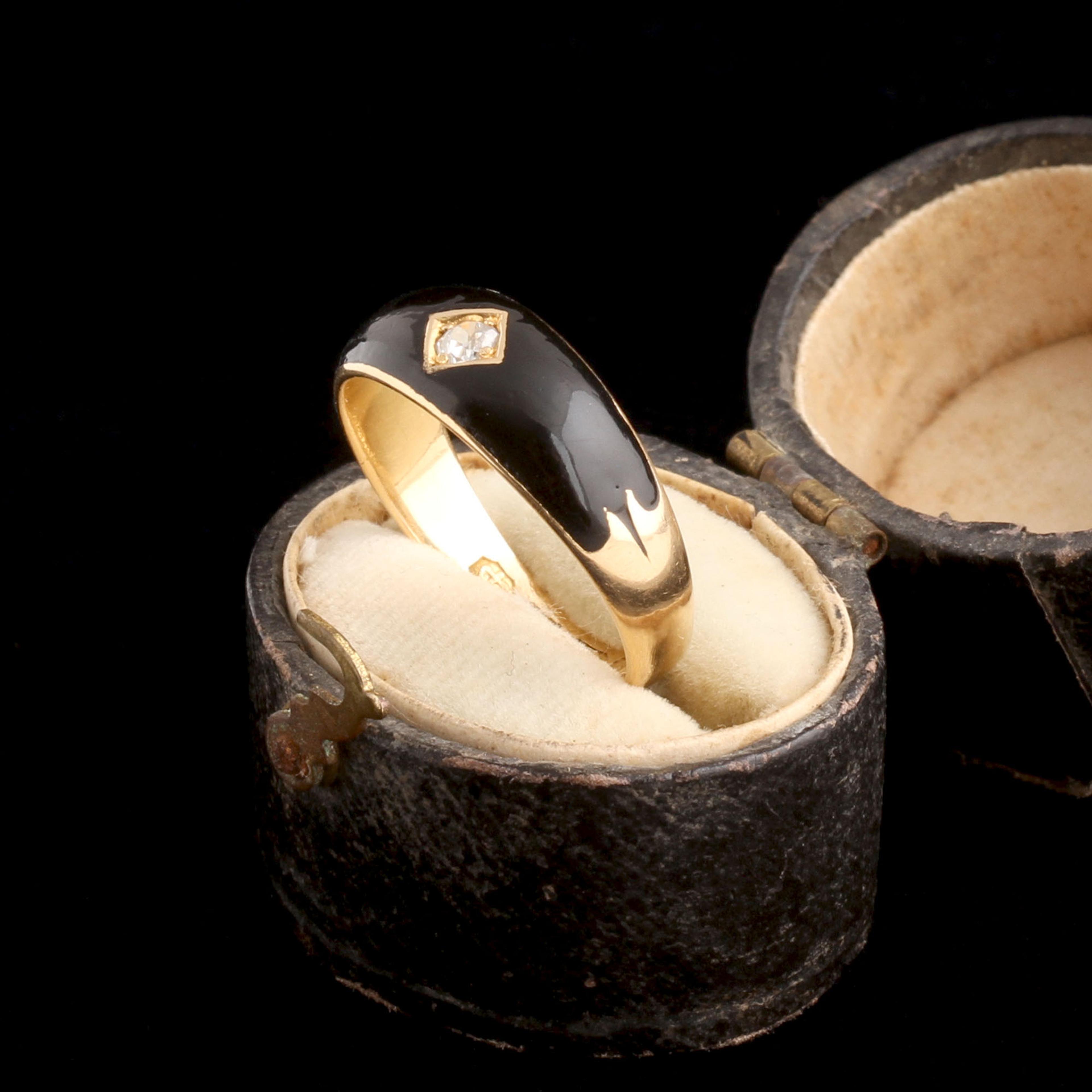 Victorian Black Enamel & Diamond Ring