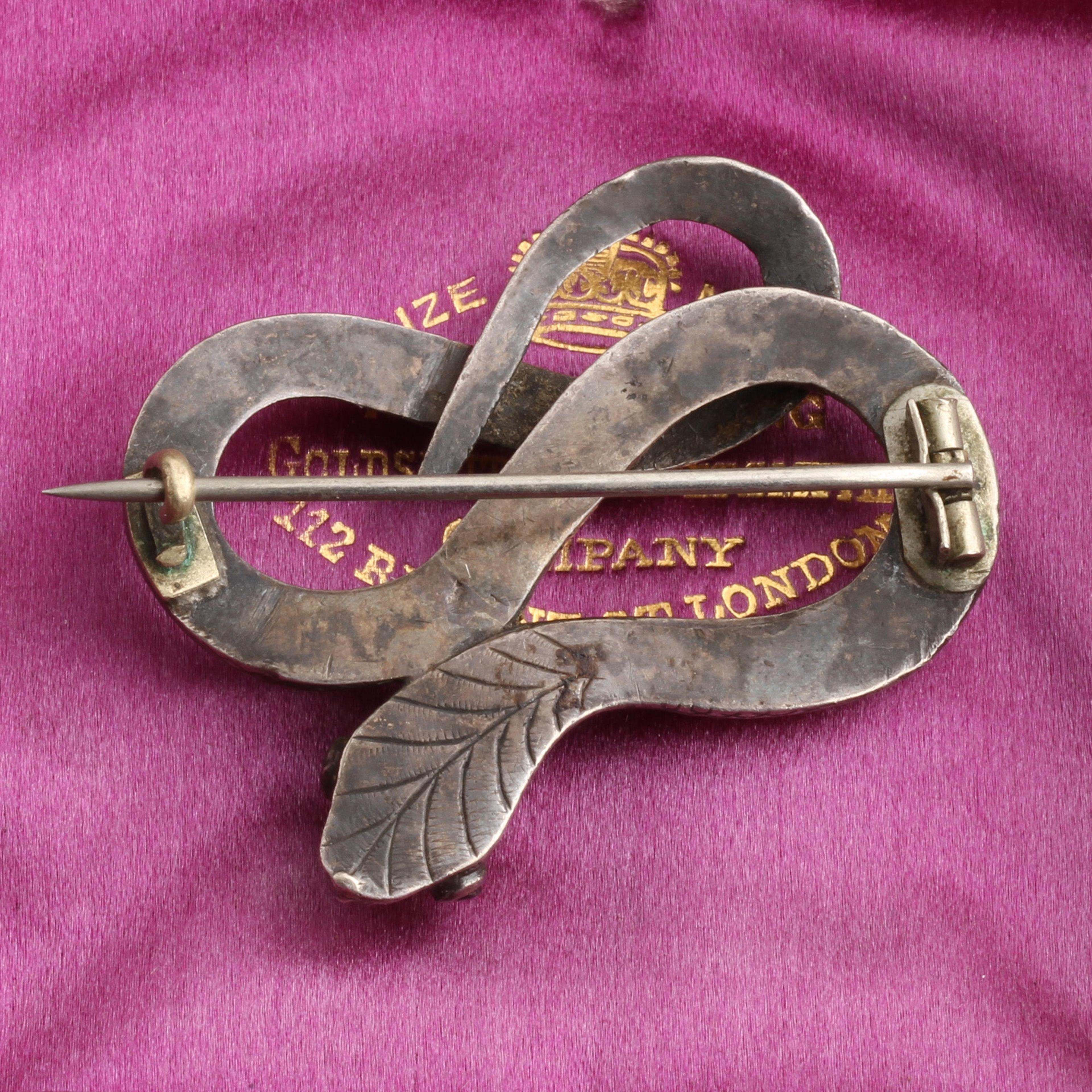 Detail of Victorian Silver Snake Brooch