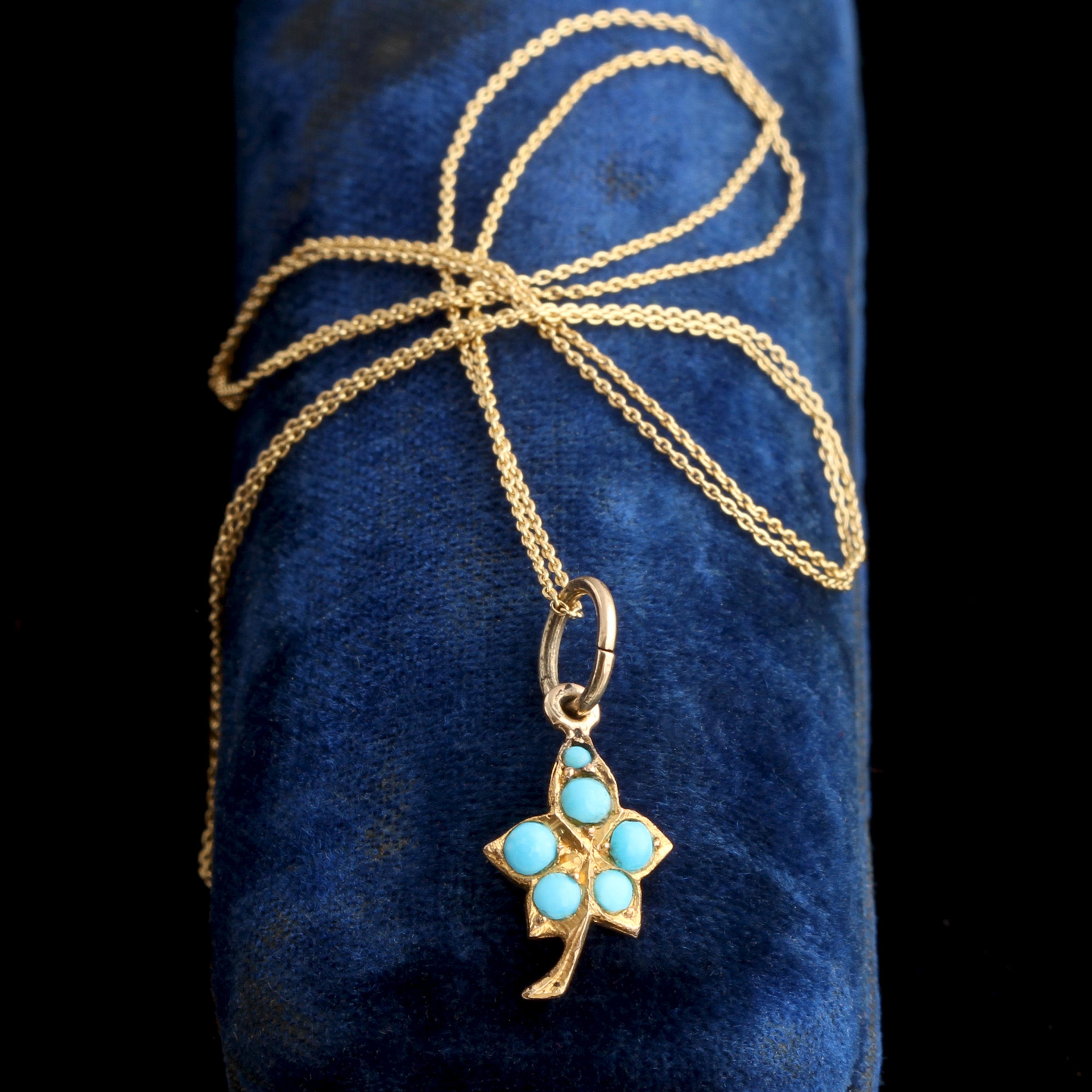 Victorian Turquoise Ivy Leaf Pendant