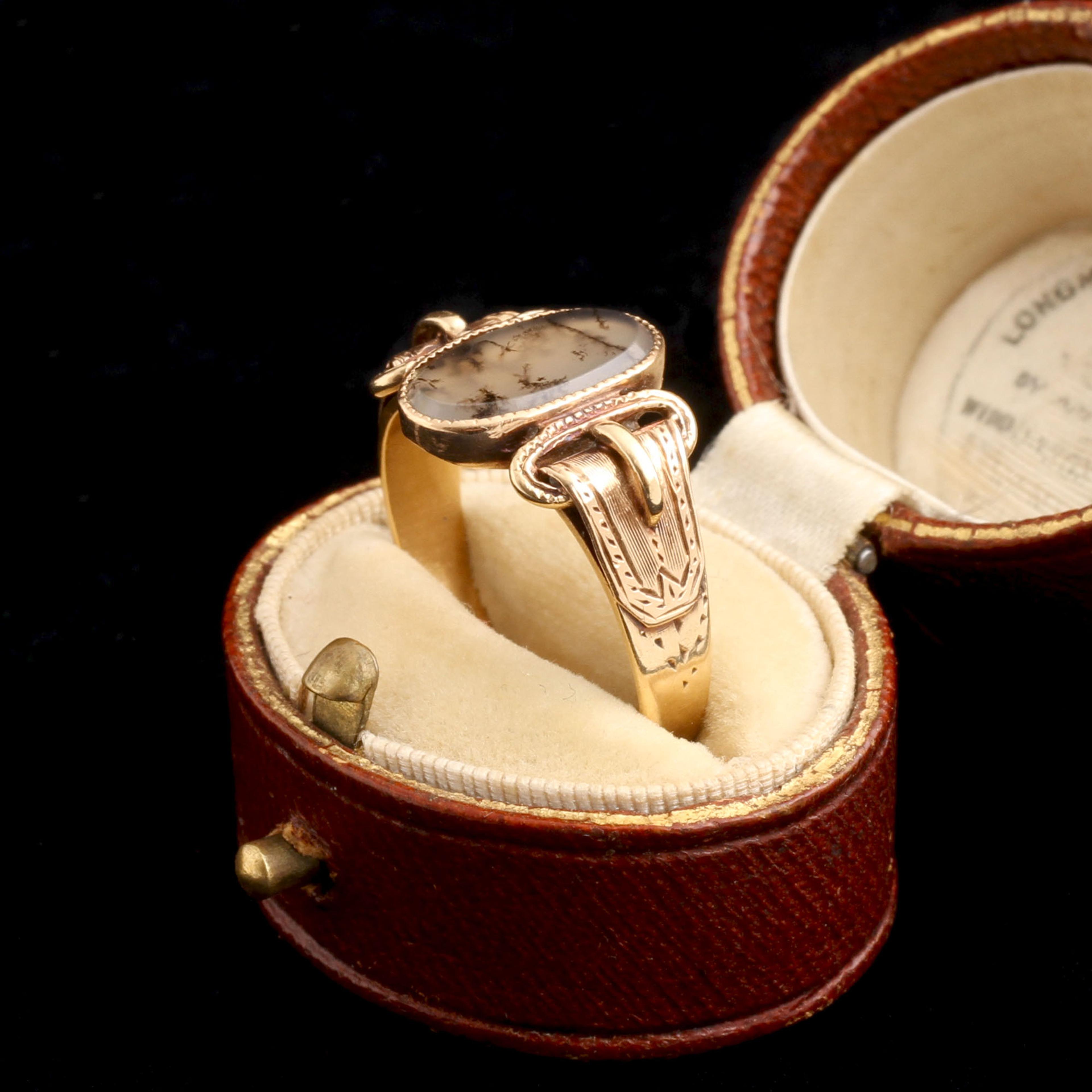 Victorian Dendritic Agate Buckle Ring