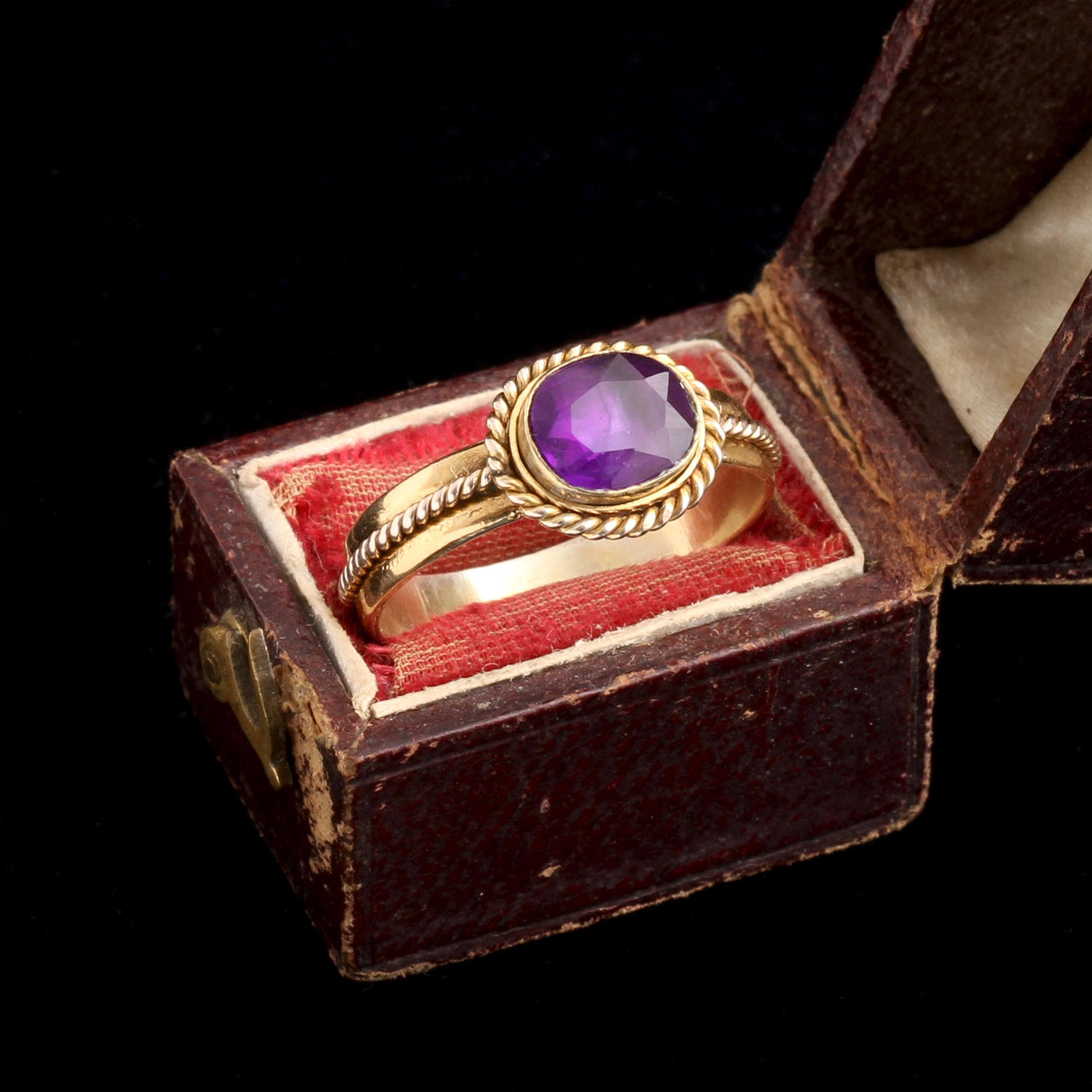 Mid Victorian Twisted Wire Amethyst Ring