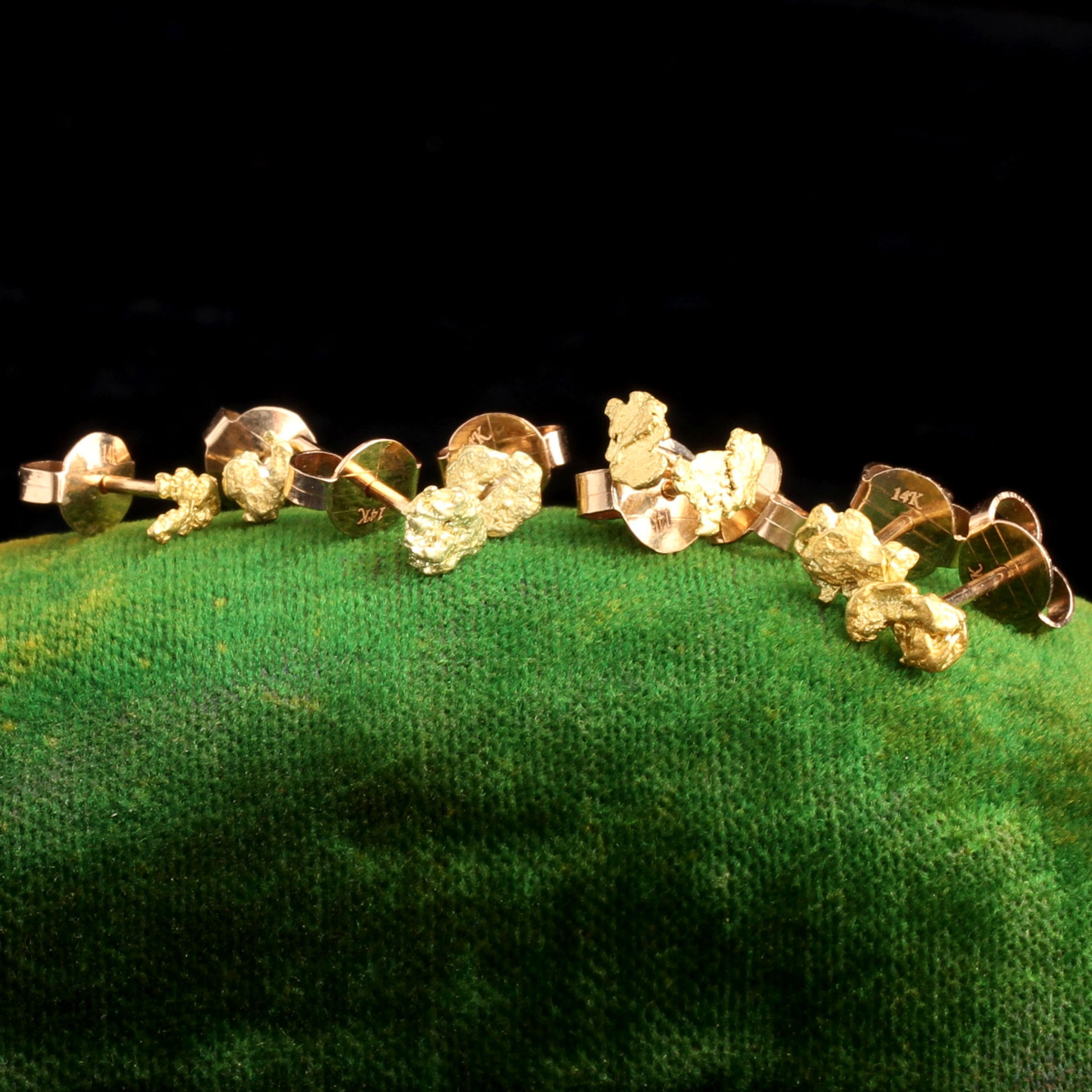 detail of Gold Nugget Stud Earrings 