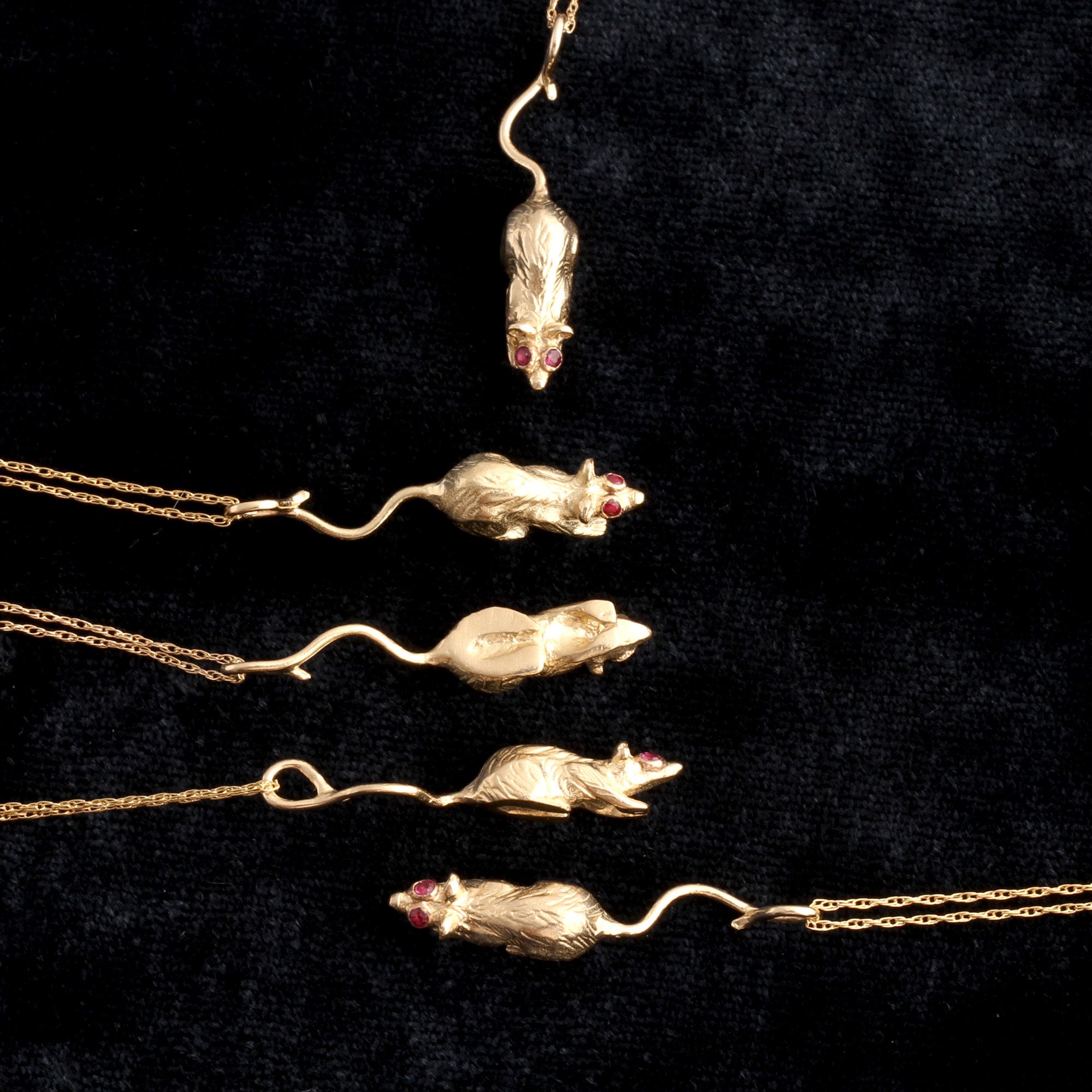 Ruby-Eyed Rat Necklace