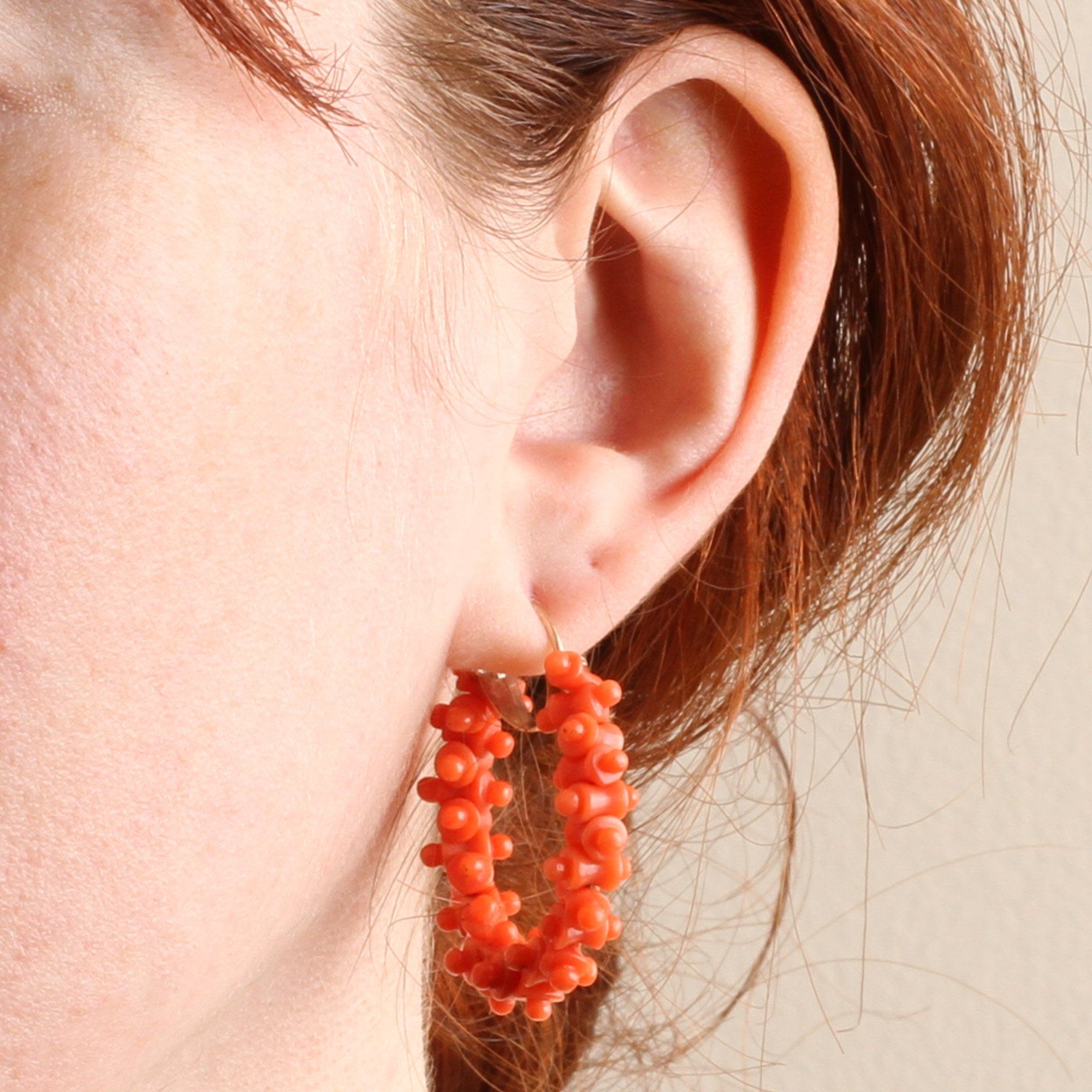 Georgian Grand Tour Coral Hoop Earrings