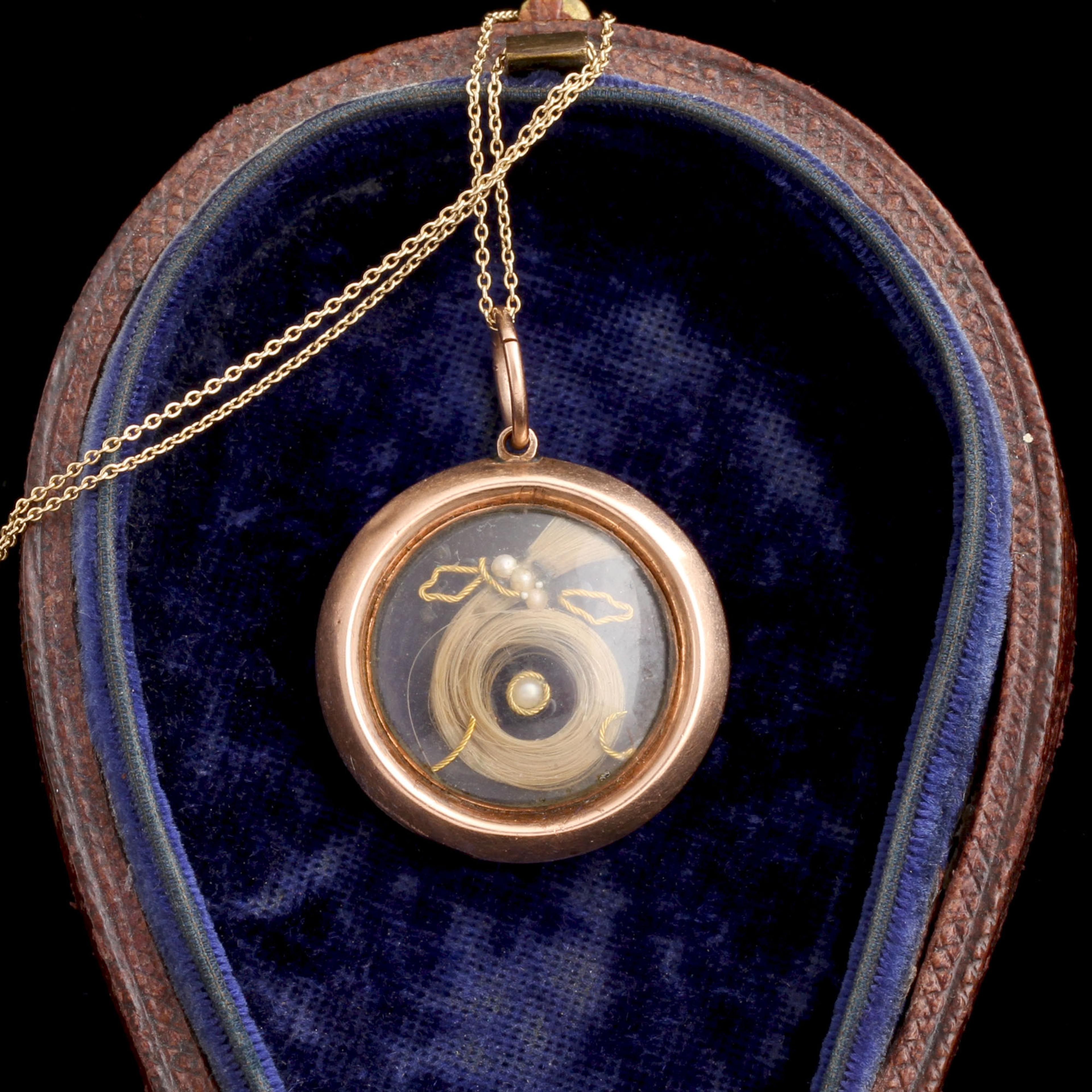 Early Victorian Blue Glass Hair Locket