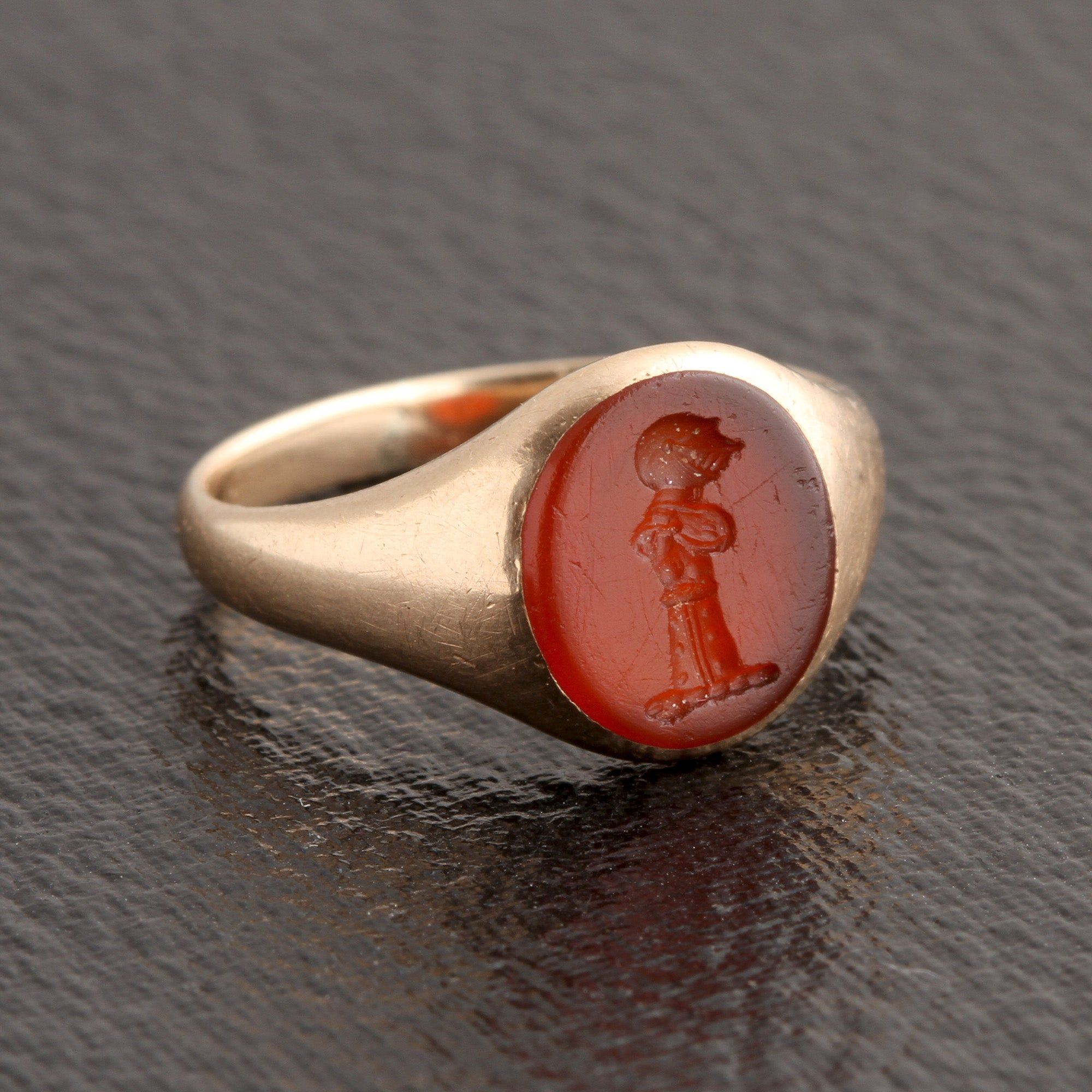 1940s Kenney Crest Carnelian Signet Ring