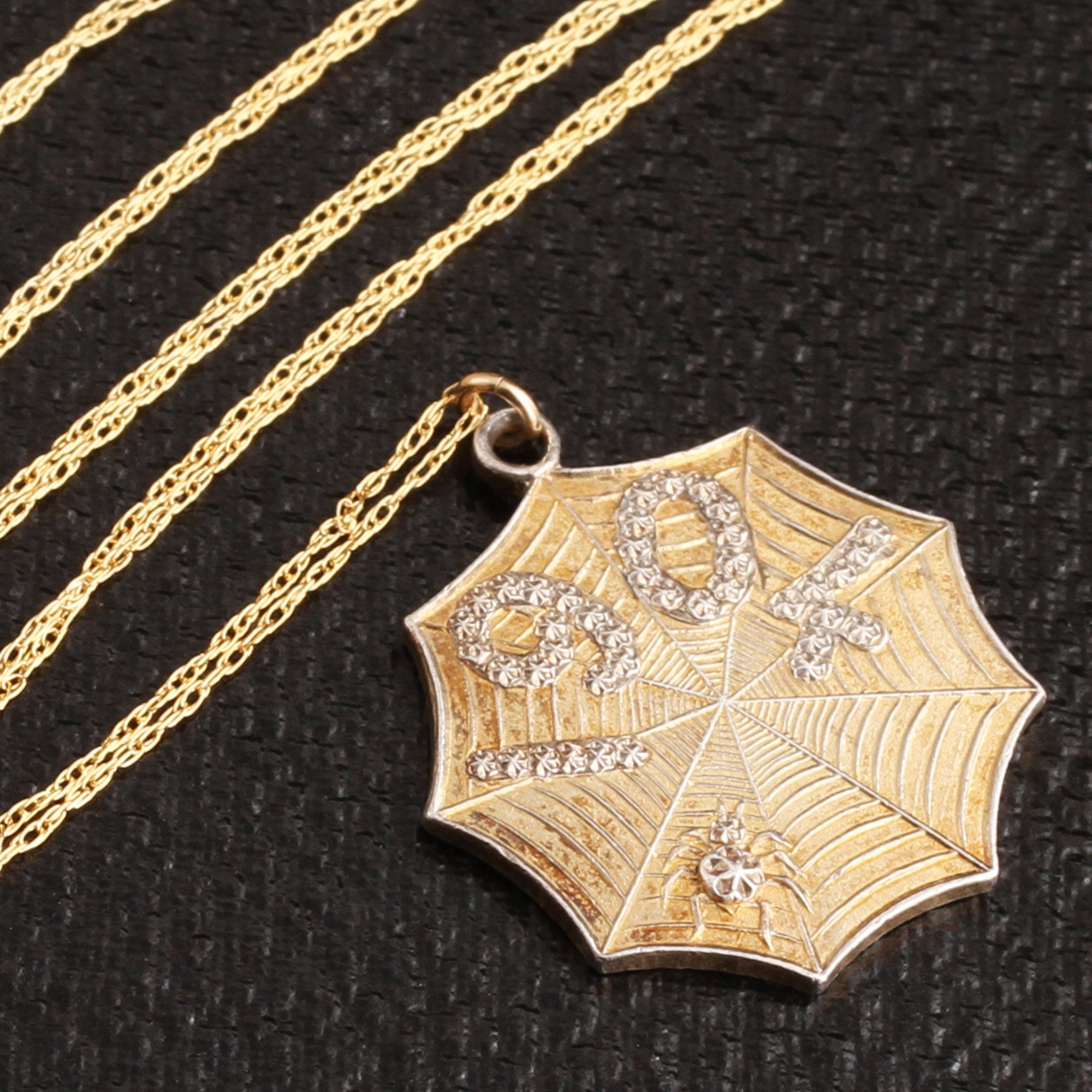 Detail of 1904 Gilt Silver Spiderweb Necklace
